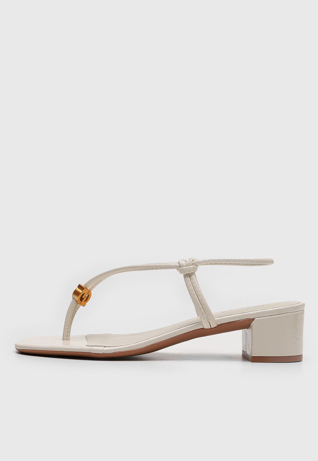 Sandália Feminina Degalls Salto Médio Bloco Off-White