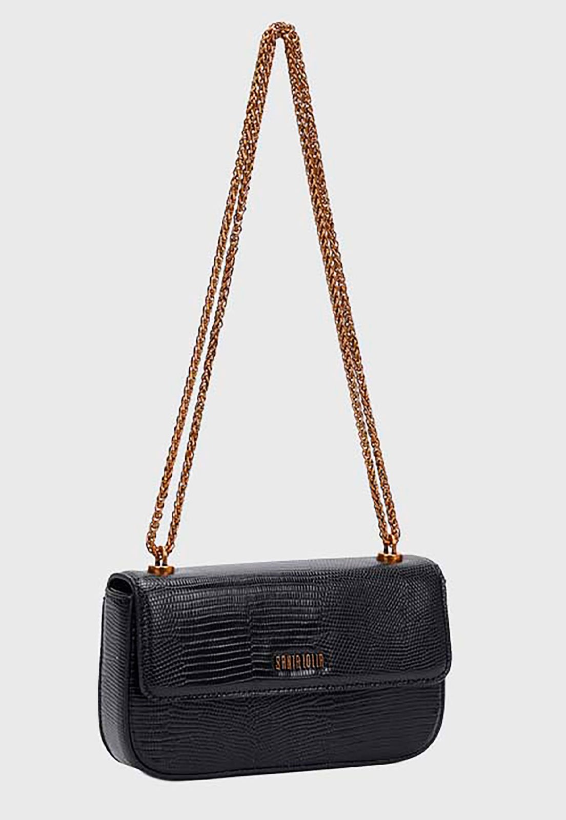 Bolsa Santa Lolla Lezard Corrente Preta