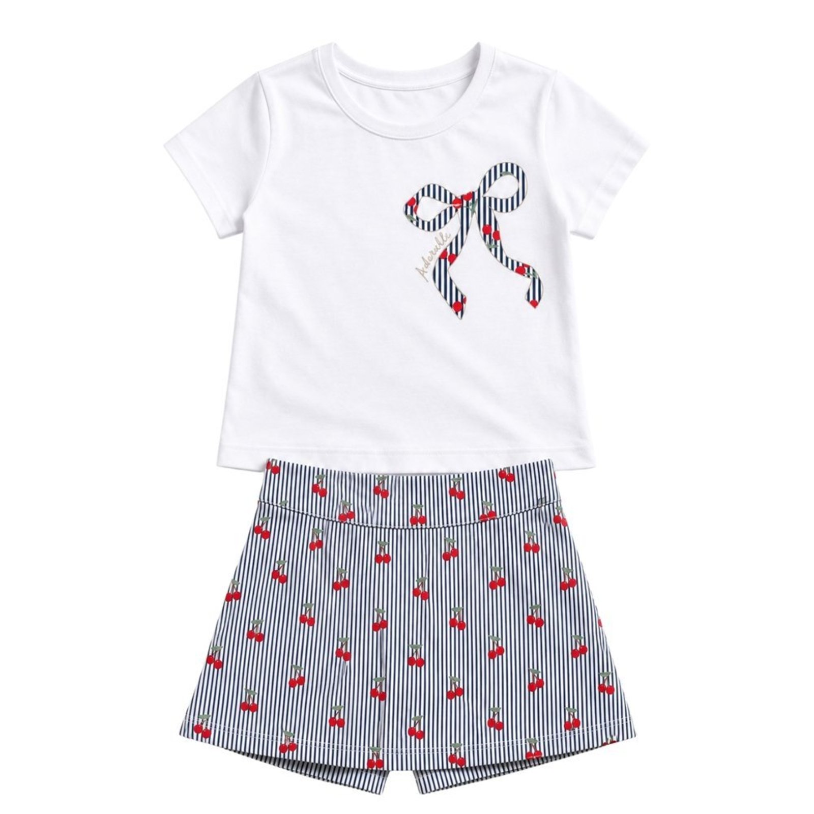 Infantil - Conjunto Menina Blusa Meia Malha Penteada Bermuda Moletinho