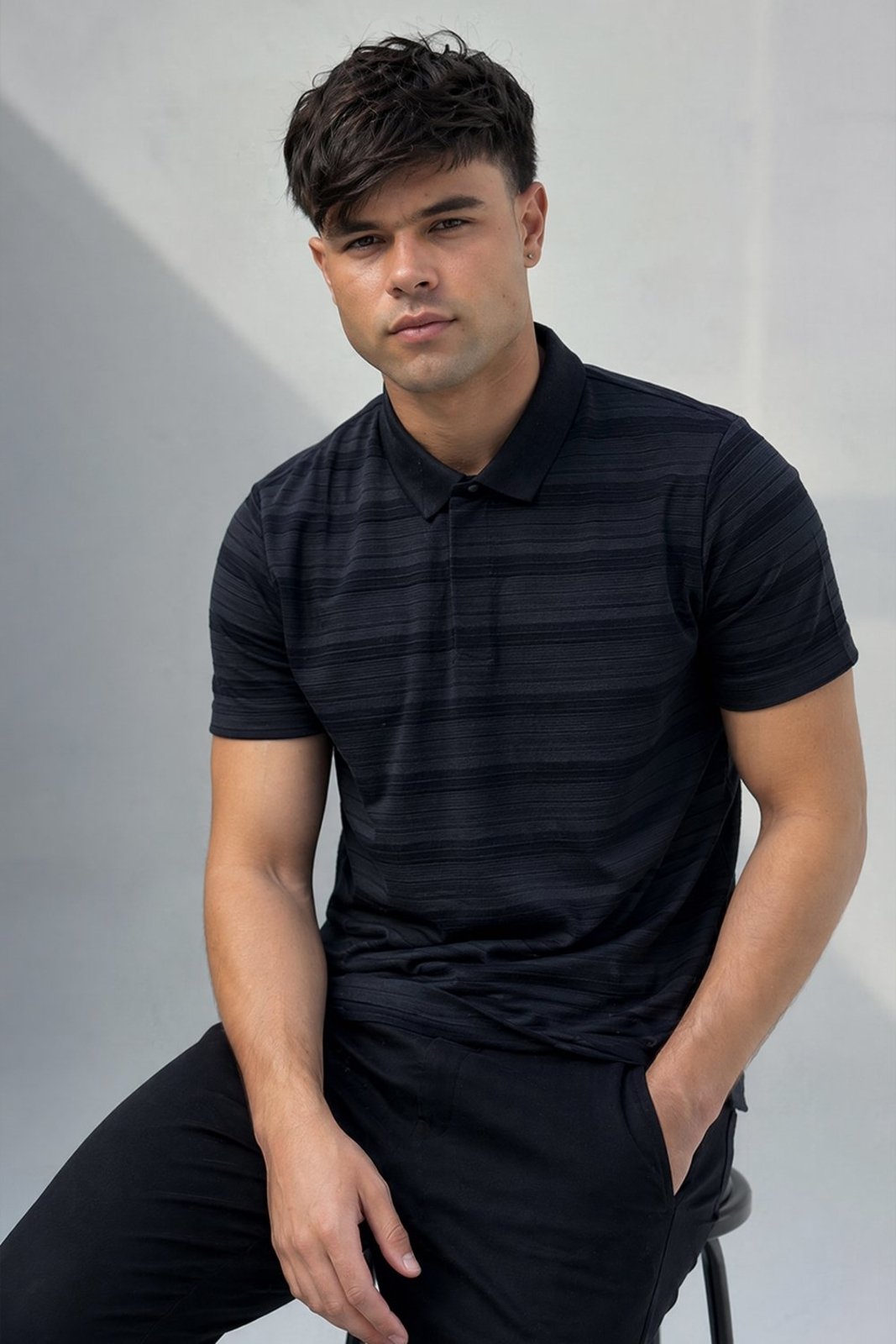 Polo Piquet Casual Masculina Polo Wear Preto