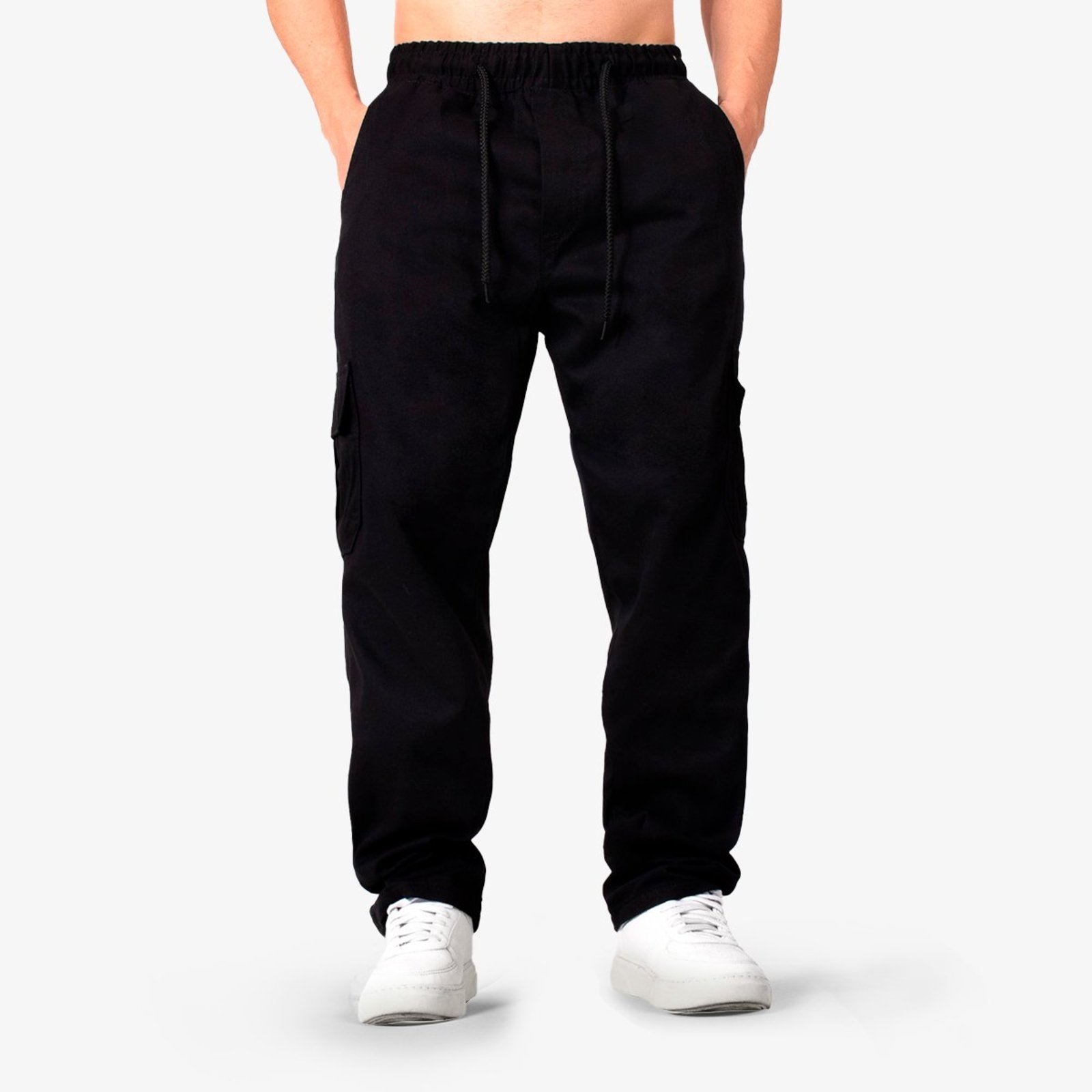 Calça Jogger Cargo Masculina Sem Punho Preto