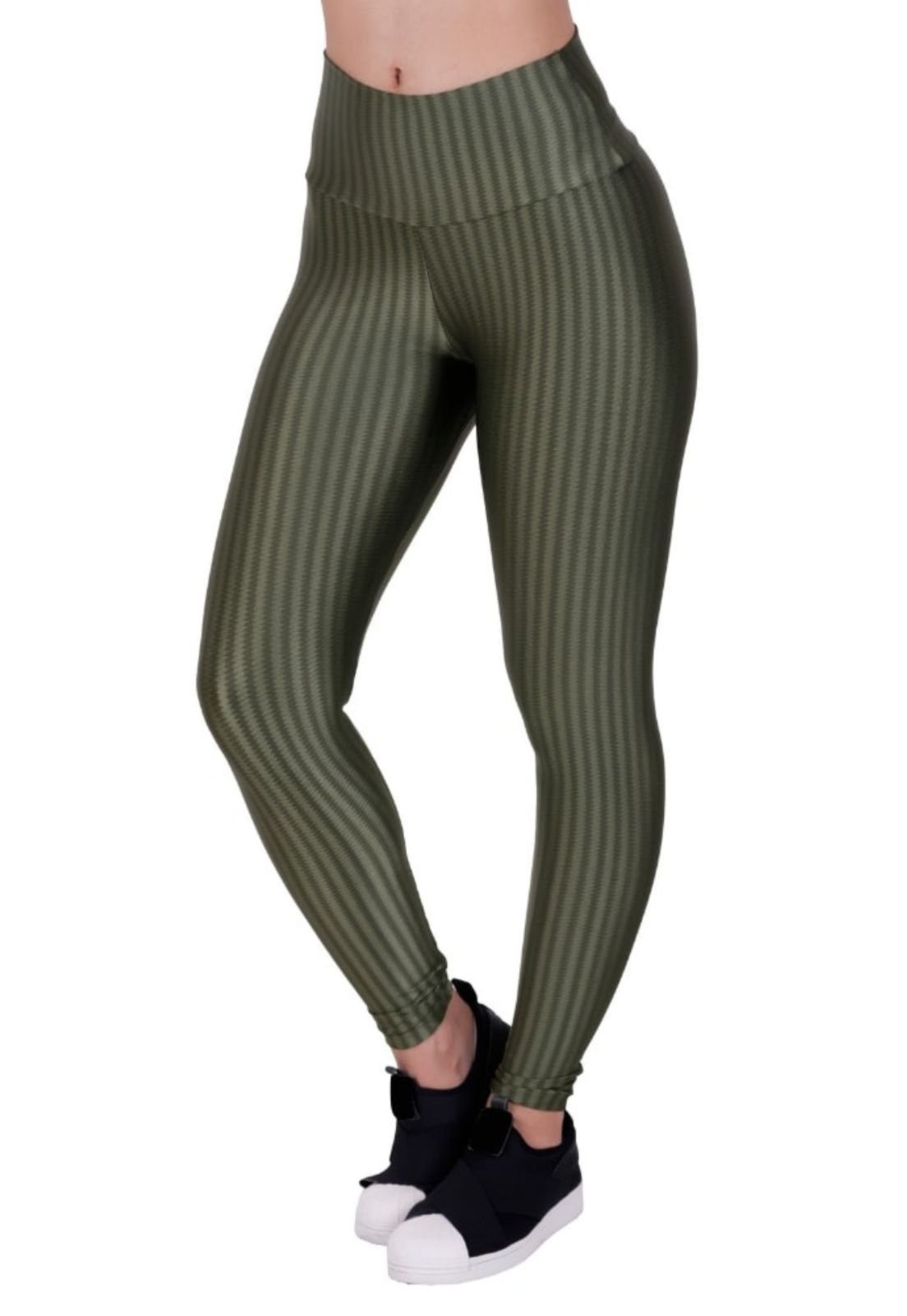 Calça de Academia Legging Fitness Cintura Alta 3D New Zig Verde