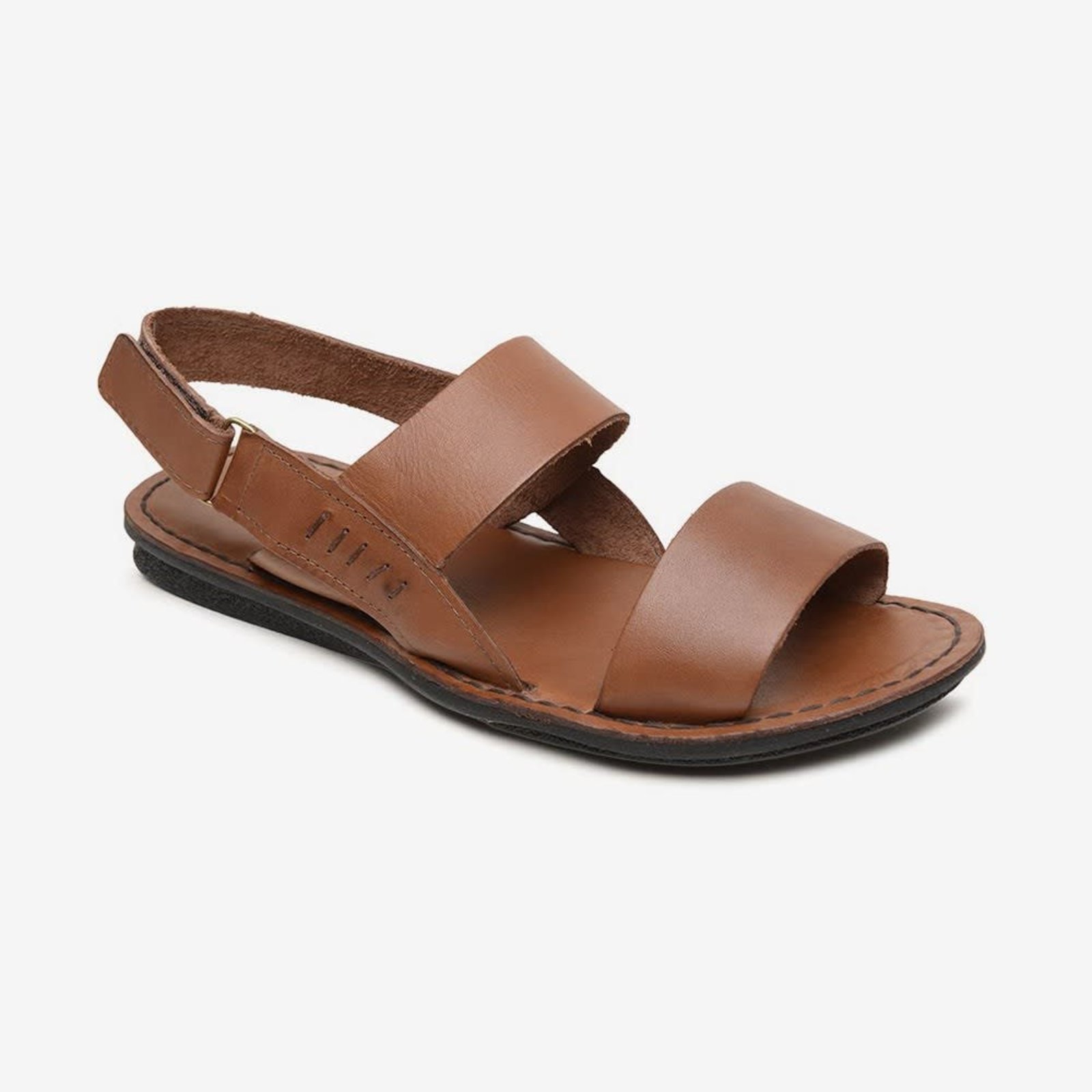 Sandália Masculina Couro Legítimo Alça Traseira August Conhaque