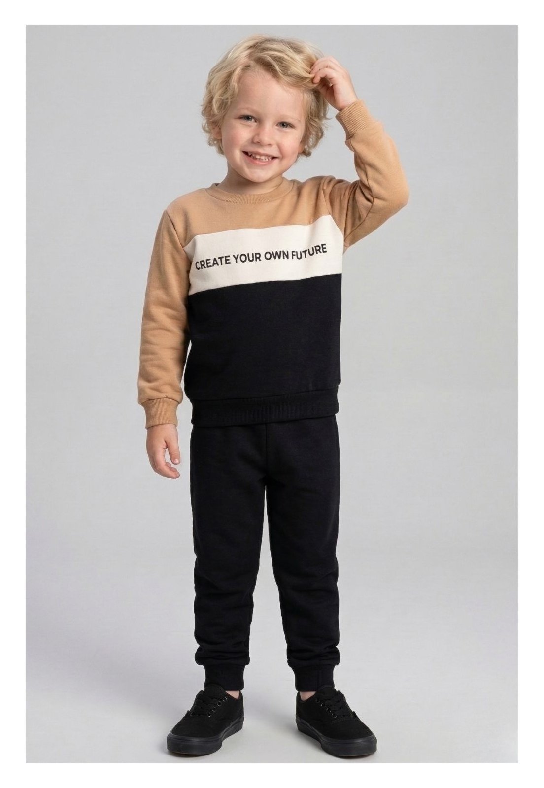 Infantil - Conjunto Bem Vestir Masculino Preto Bege