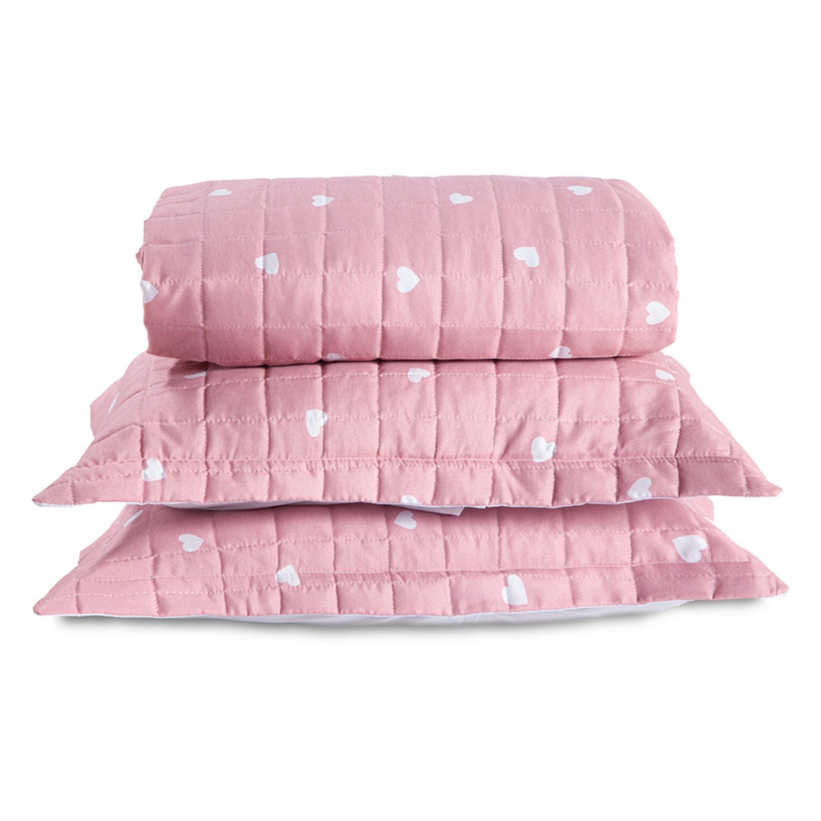 Cobre Leito Queen Casa Modelo Enxovais Essencialle Estampado 150 Fios 3 Peças Corações