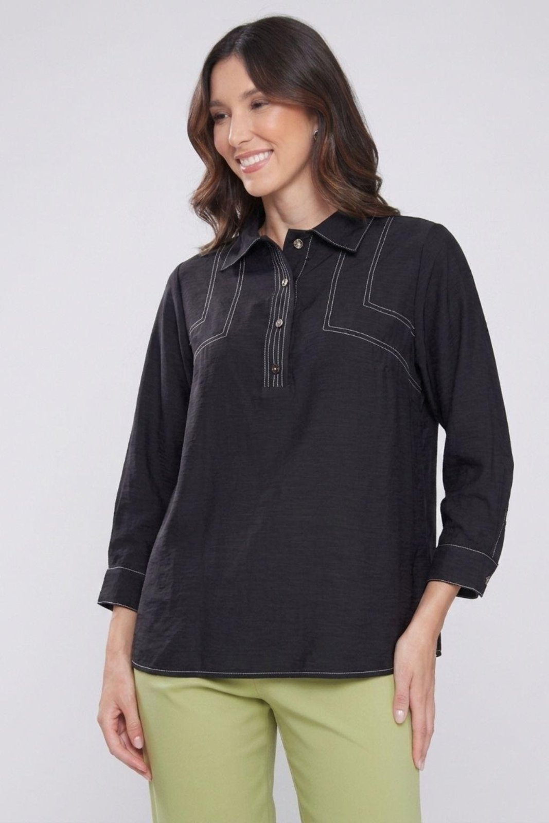 Camisa Polo Pesponto Preta
