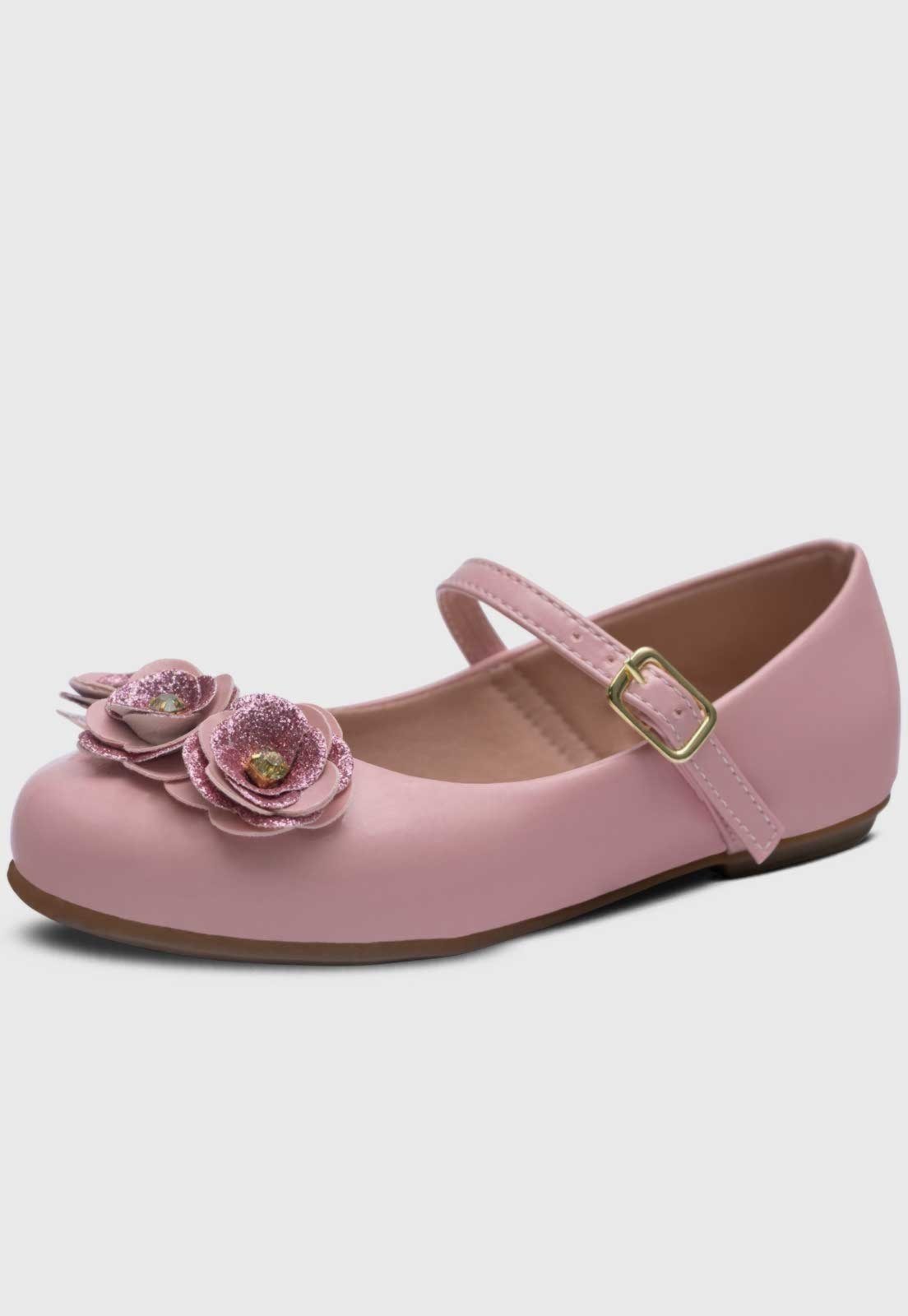 Infantil - Sapatilha Popidi Feminina Flores Rosa