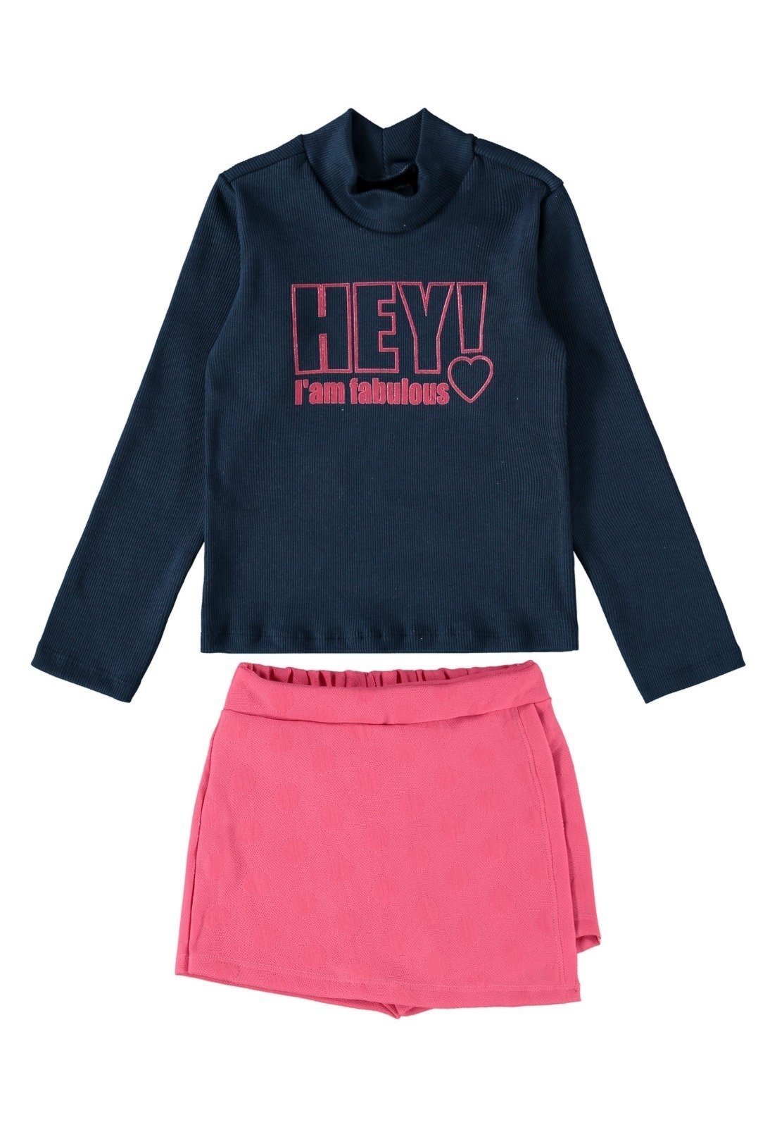Infantil - Conjunto Blusa e Short-Saia Menina Guloseima Azul Marinho