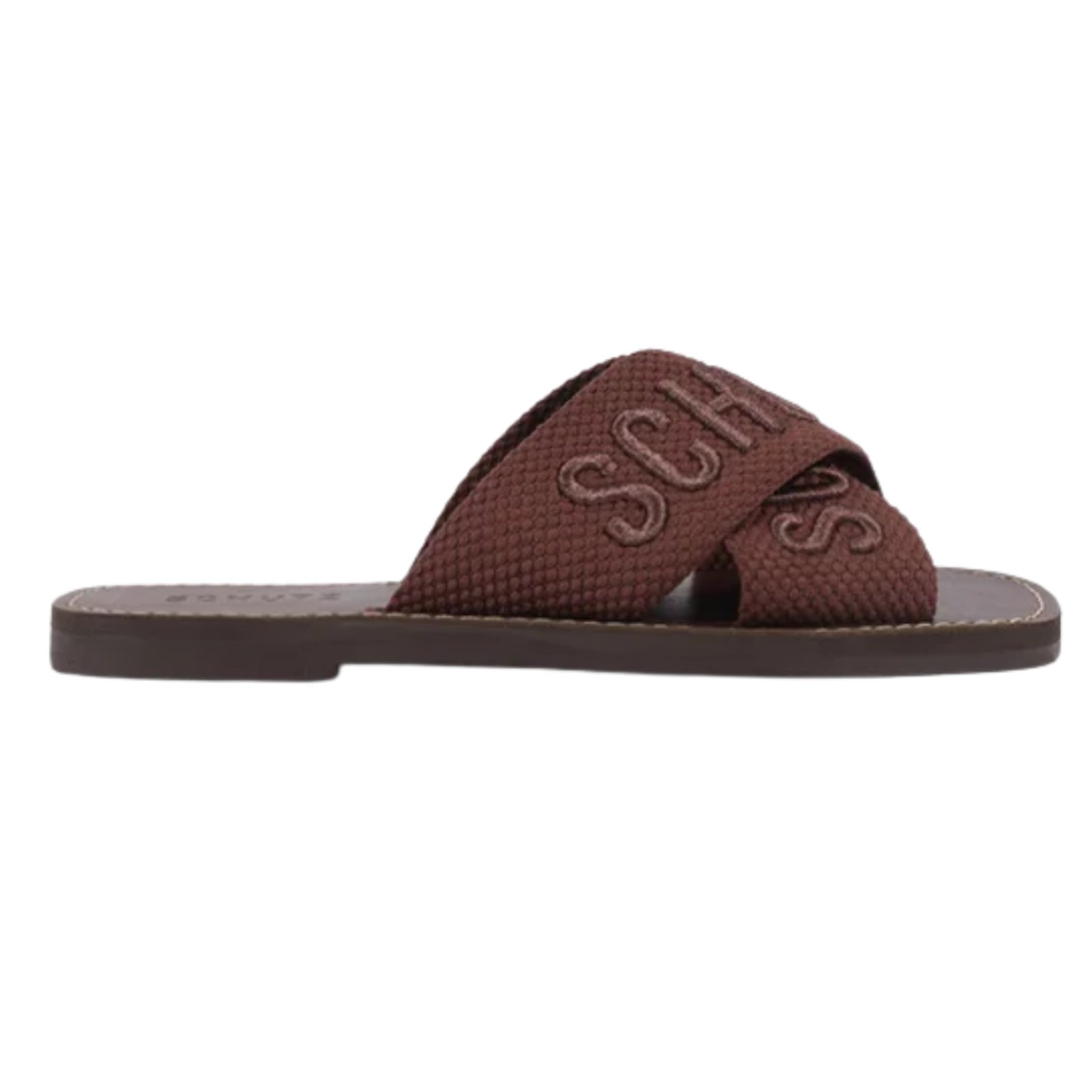 Sandalia Rasteira Feminina Schutz Bico Quadrado Marrom