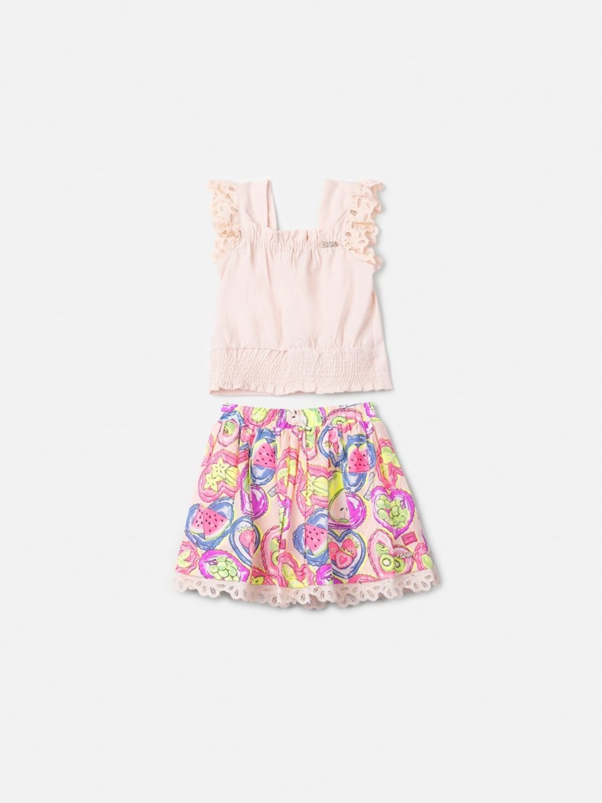 Infantil - Conjunto Fruit Print com Renda