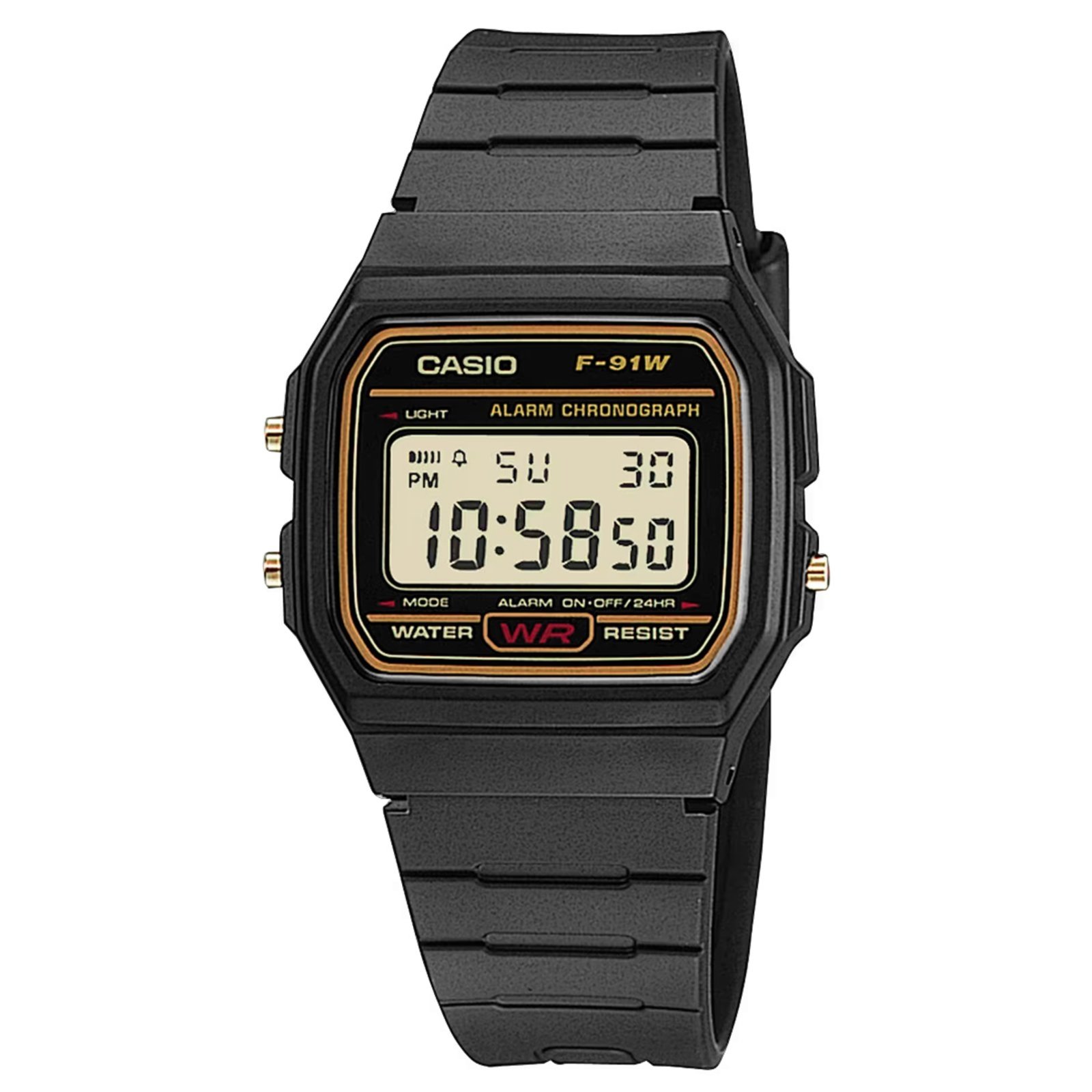 Vista 2 Relógio Casio Standard Digital F-91WG-9QDF preto Casio preto