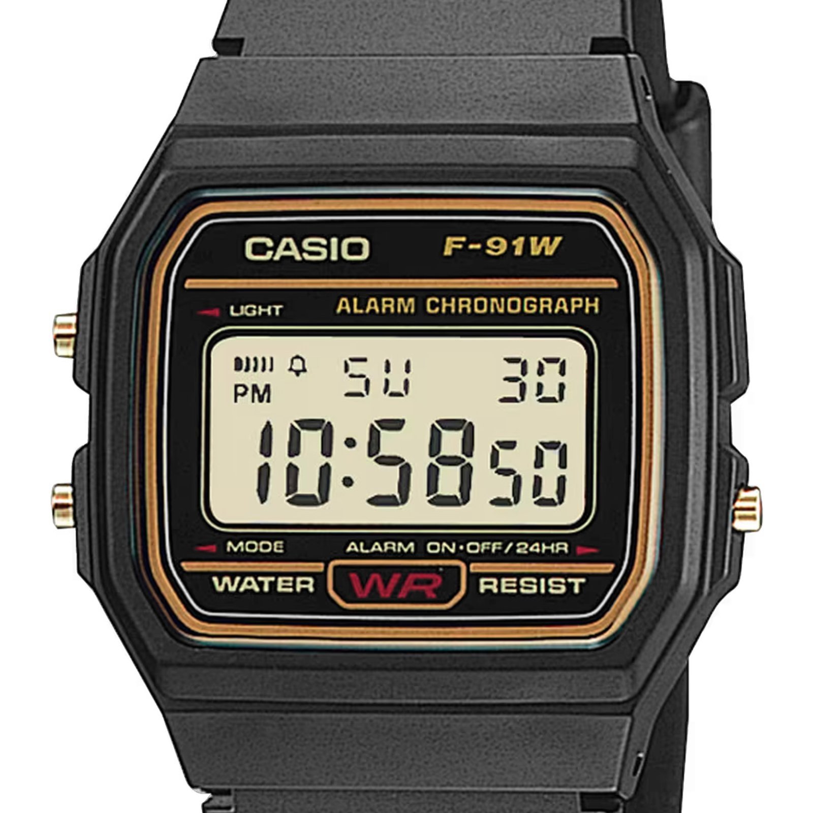 Vista 3 Relógio Casio Standard Digital F-91WG-9QDF preto Casio preto