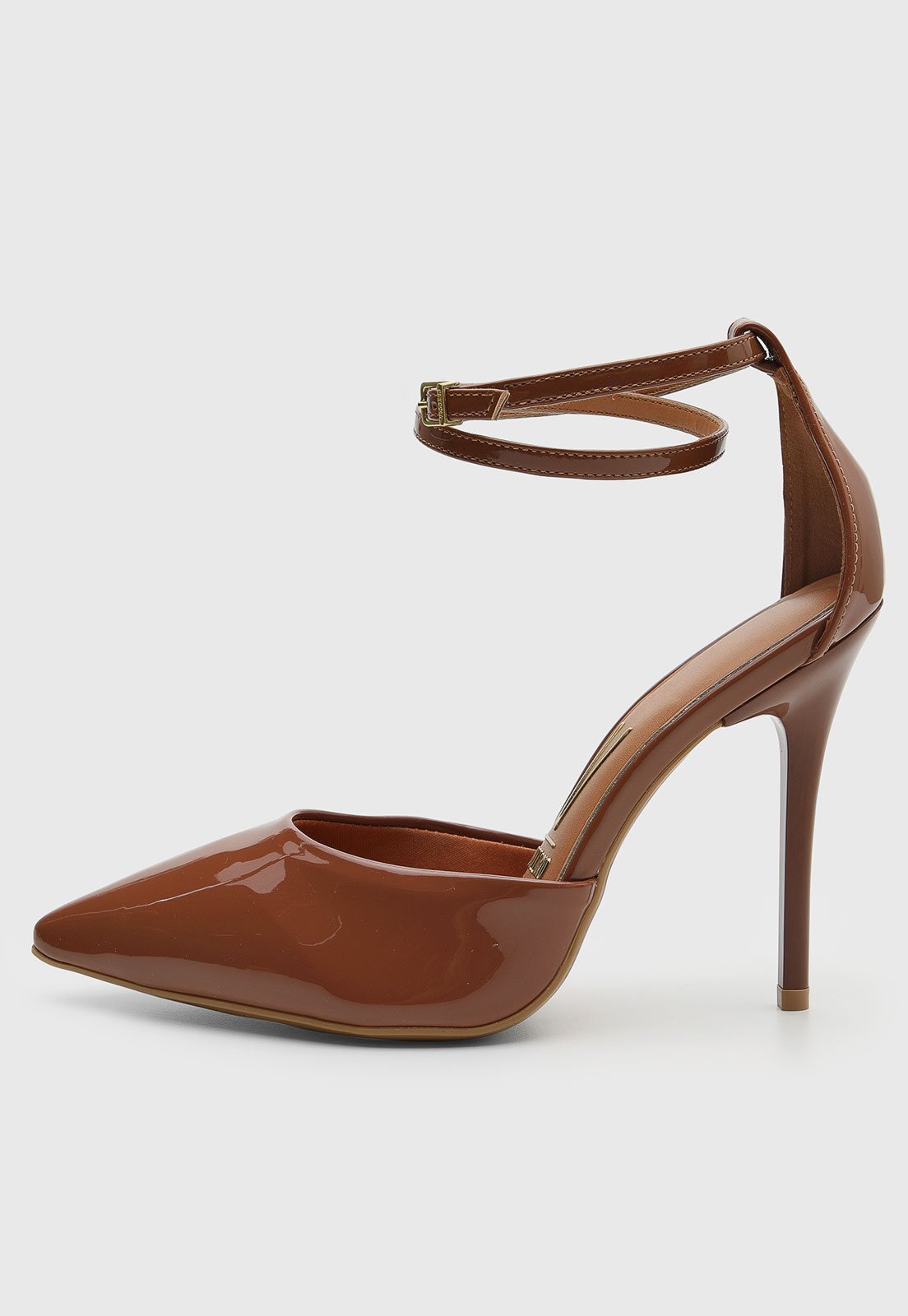 Scarpin Feminino Vizzano Salto Fino Verniz Marrom