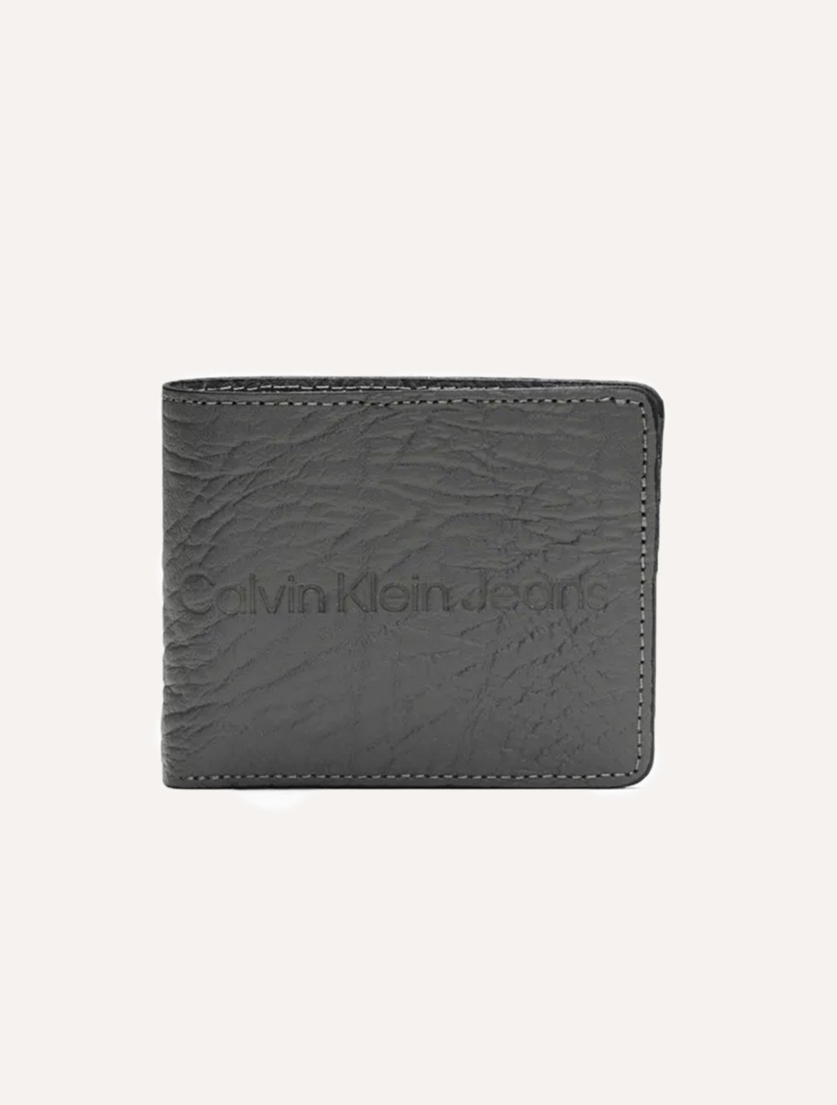 Carteira Calvin Klein Jeans Couro Basic Paquiderme Chumbo