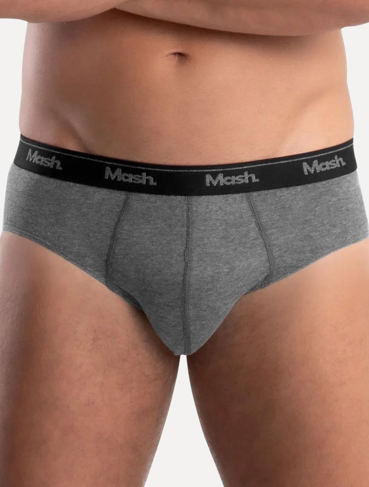 Vista 3 Cueca Mash Slip Cotton Basic Dark Logo Mescla grafite MASH grafite