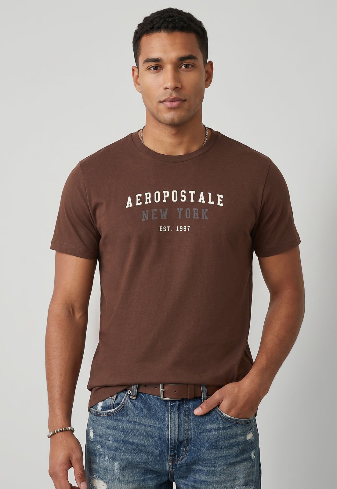 Camiseta Masculina Aeropostale Logo Marrom