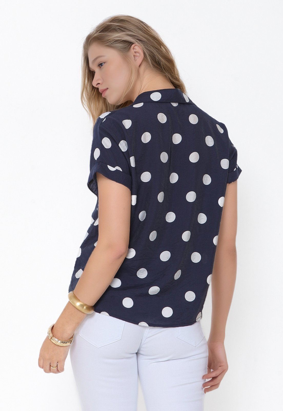 Vista 3 Camisa Intens Manga Curta Viscose Poá caramelo Intens caramelo