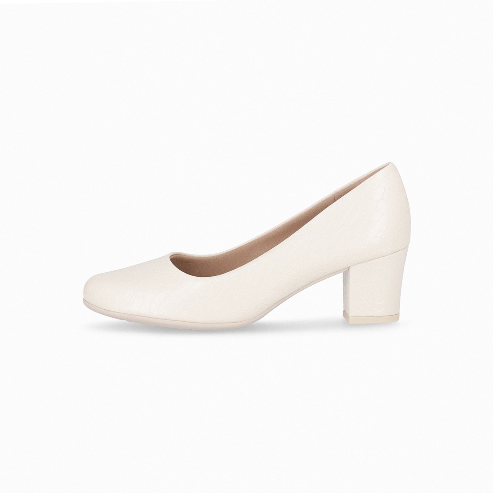 Sapato Scarpin Piccadilly Laura Salto Médio Off White Croco