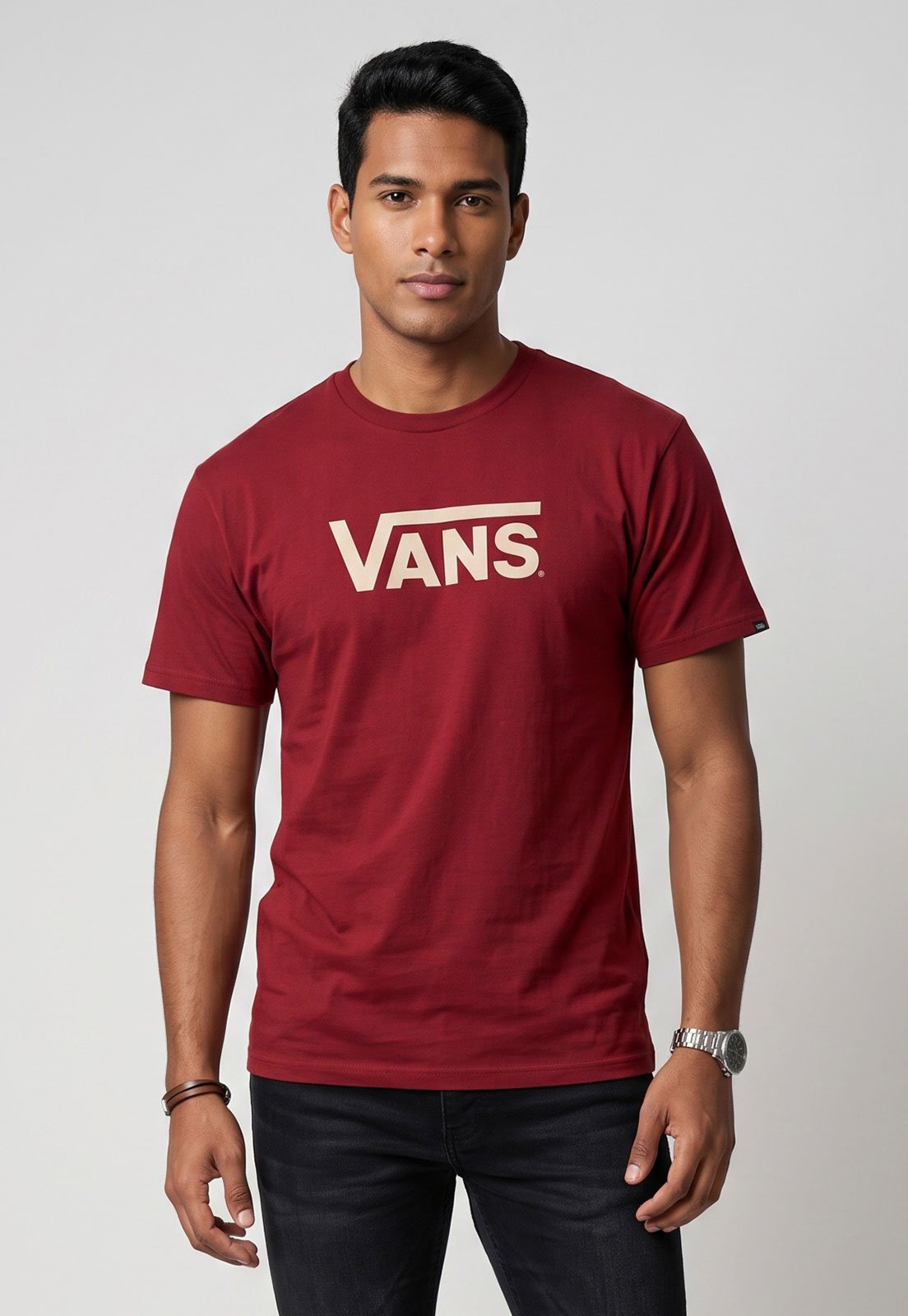 Camiseta Masculina Vans Stretch Logo Vermelha