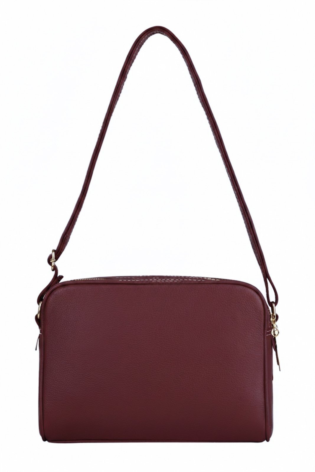 Vista 2 Bolsa quadrada de couro liso Daiana - Marsala Andrea Vinci vermelho Andrea Vinci vermelho