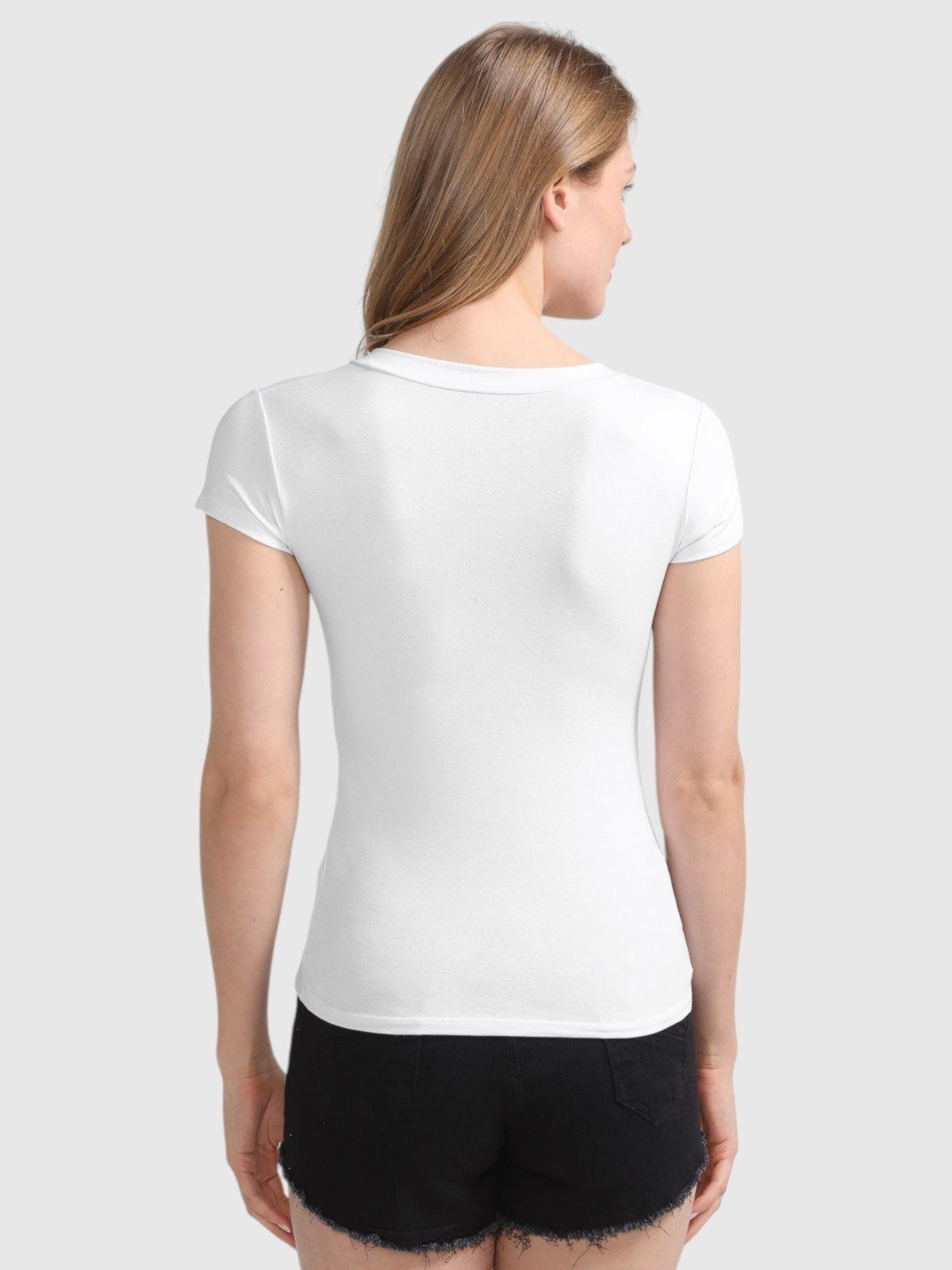Vista 3 Camisa Baby Look D Bell Outlet Fashion Gola V Branca branco D BELL OUTLET FASHION branco