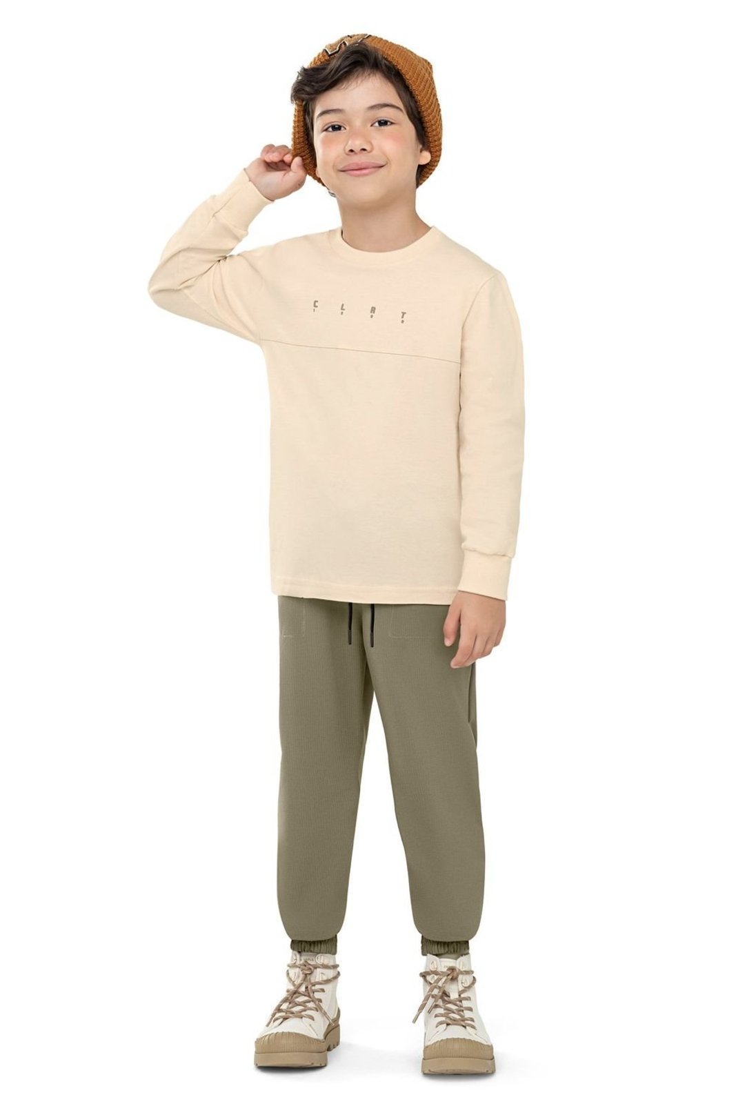 Infantil - Conjunto Longo Menino Lettering Colorittá Bege