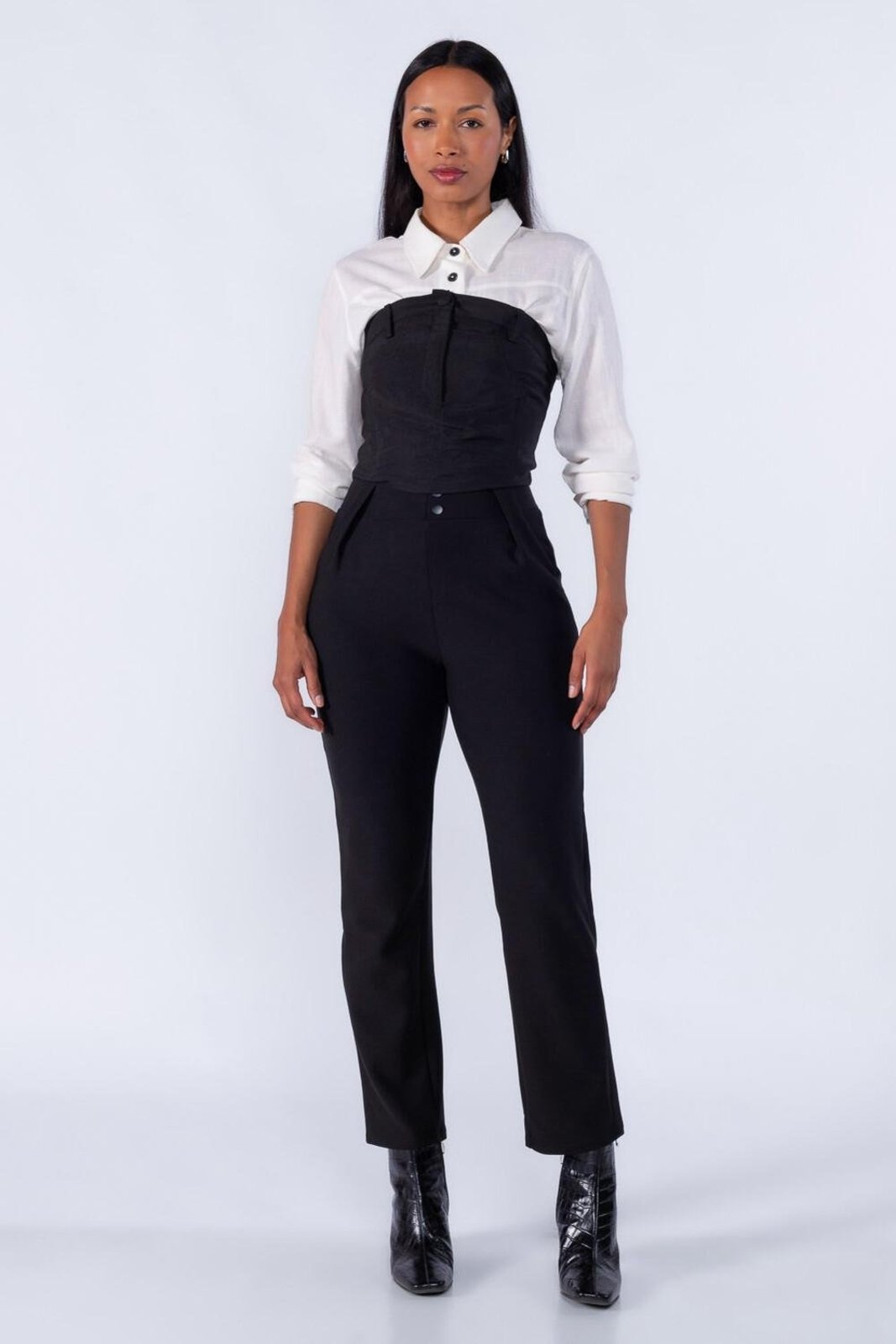 Calça Pregas Cos Preto