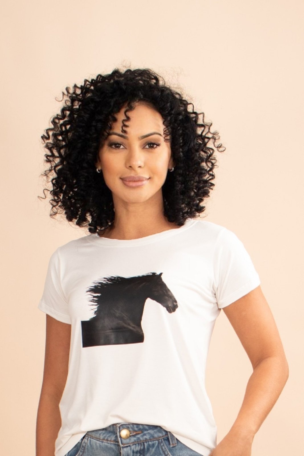 T-Shirt Malha Off White Cavalo