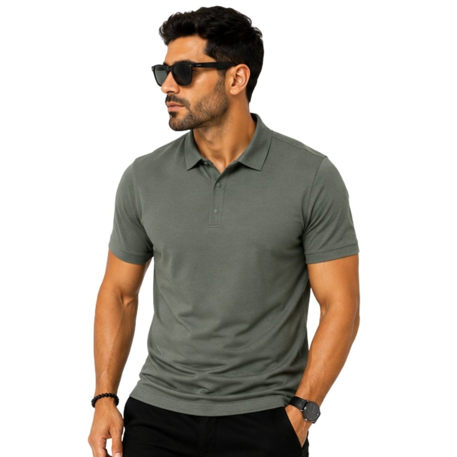 Camisa Polo Masculina Poliamida Leve Estilo Casual Sport Verde