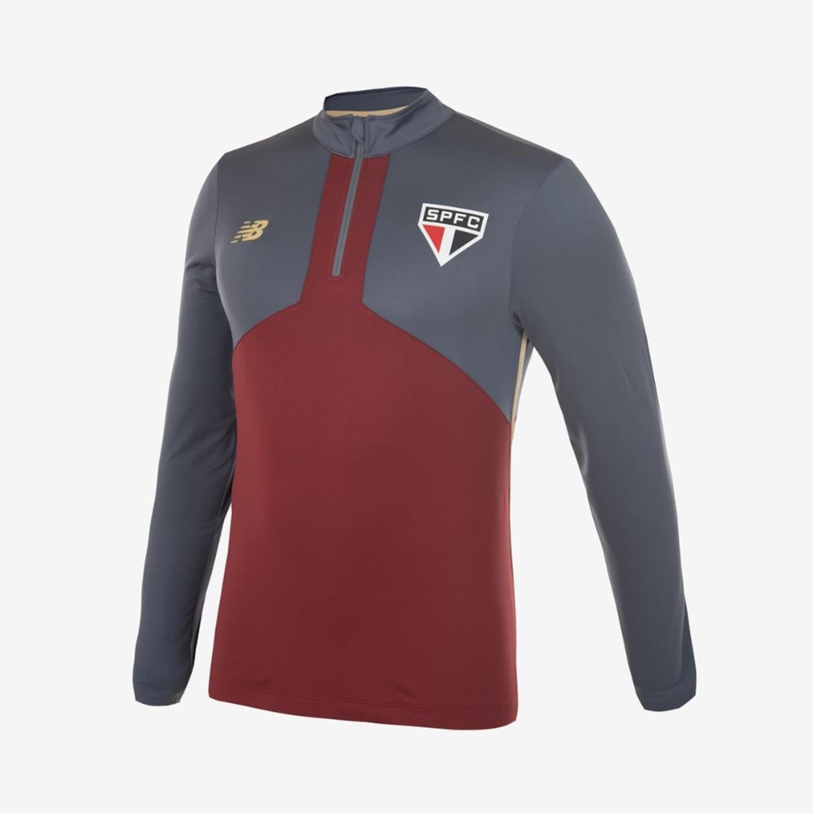 Vista 3 Blusa Manga Longa 1/2 Zíper Treino Spfc 2025 Masculina New Balance incolor New Balance incolor