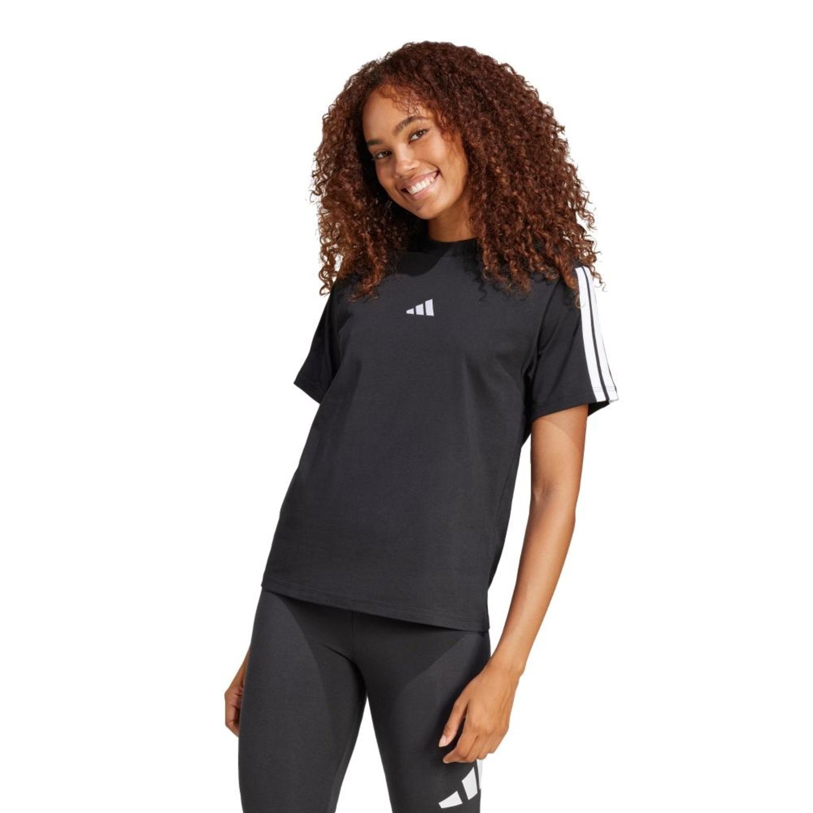 Camiseta Algodão Essentials Três Listras Preto