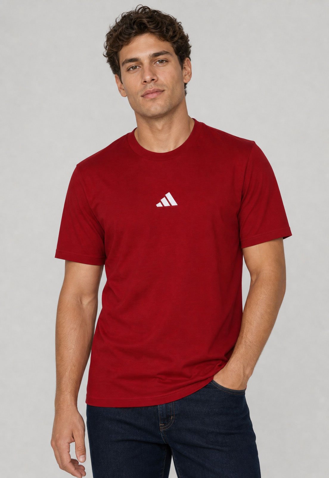 Camiseta Masculina adidas Sportswear Small Logo Vermelha