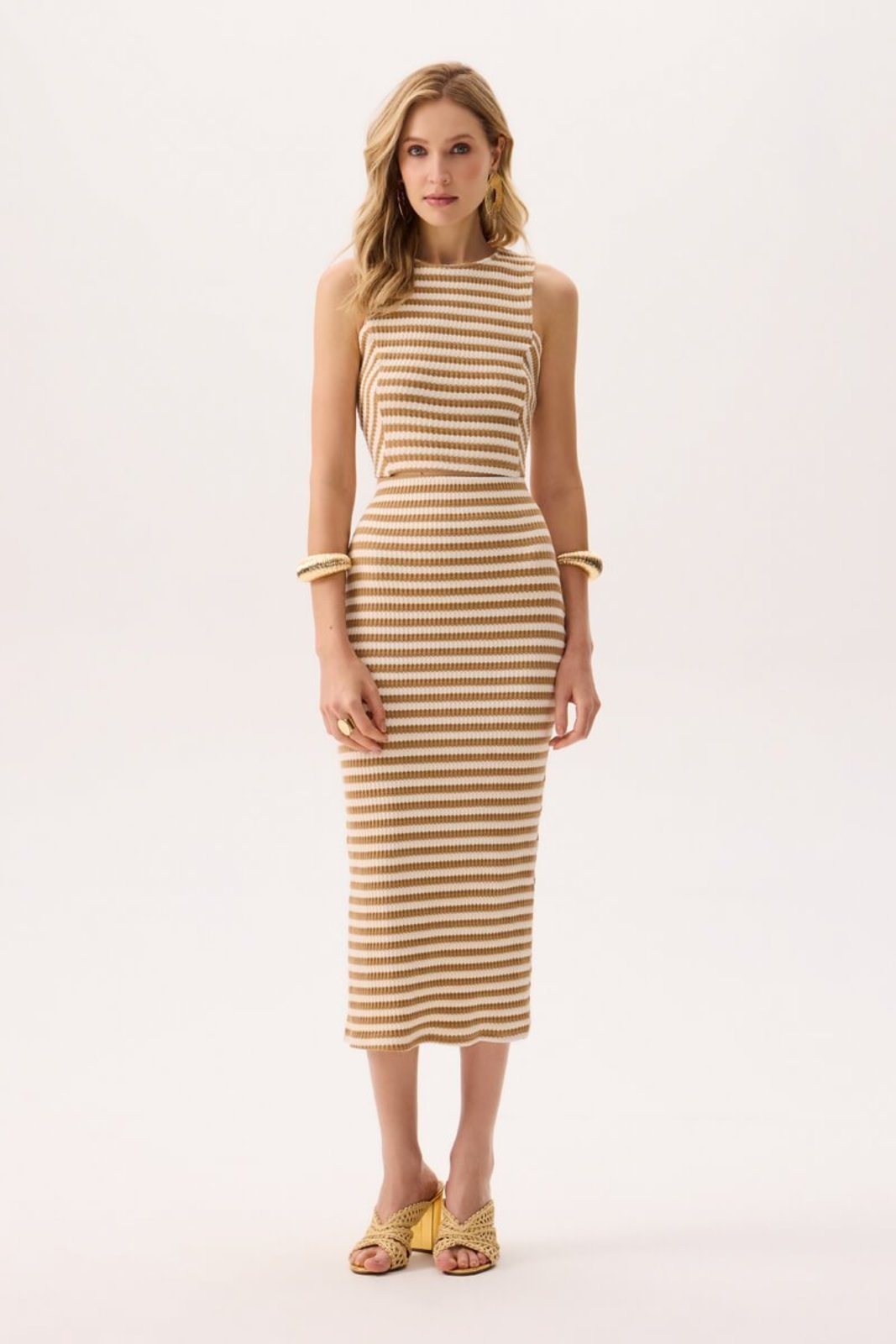 Saia Justa Midi Feminina Flor de Lis