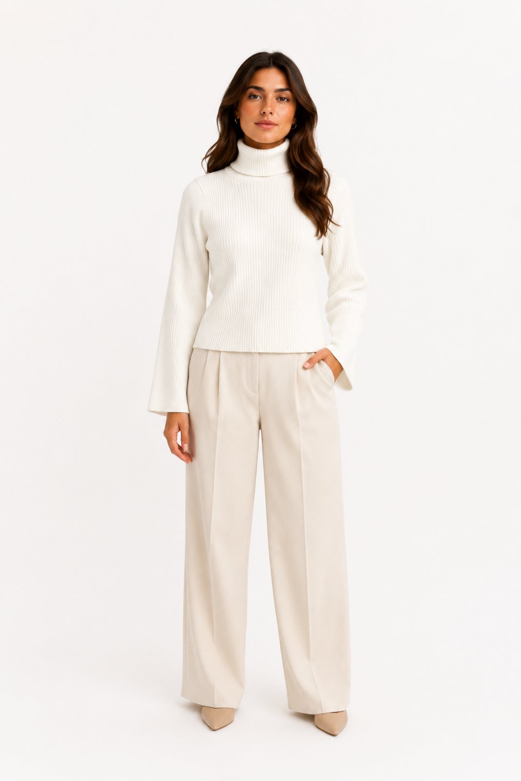 Blusa Tricot D Bell Outlet Fashion Gola Alta Branca