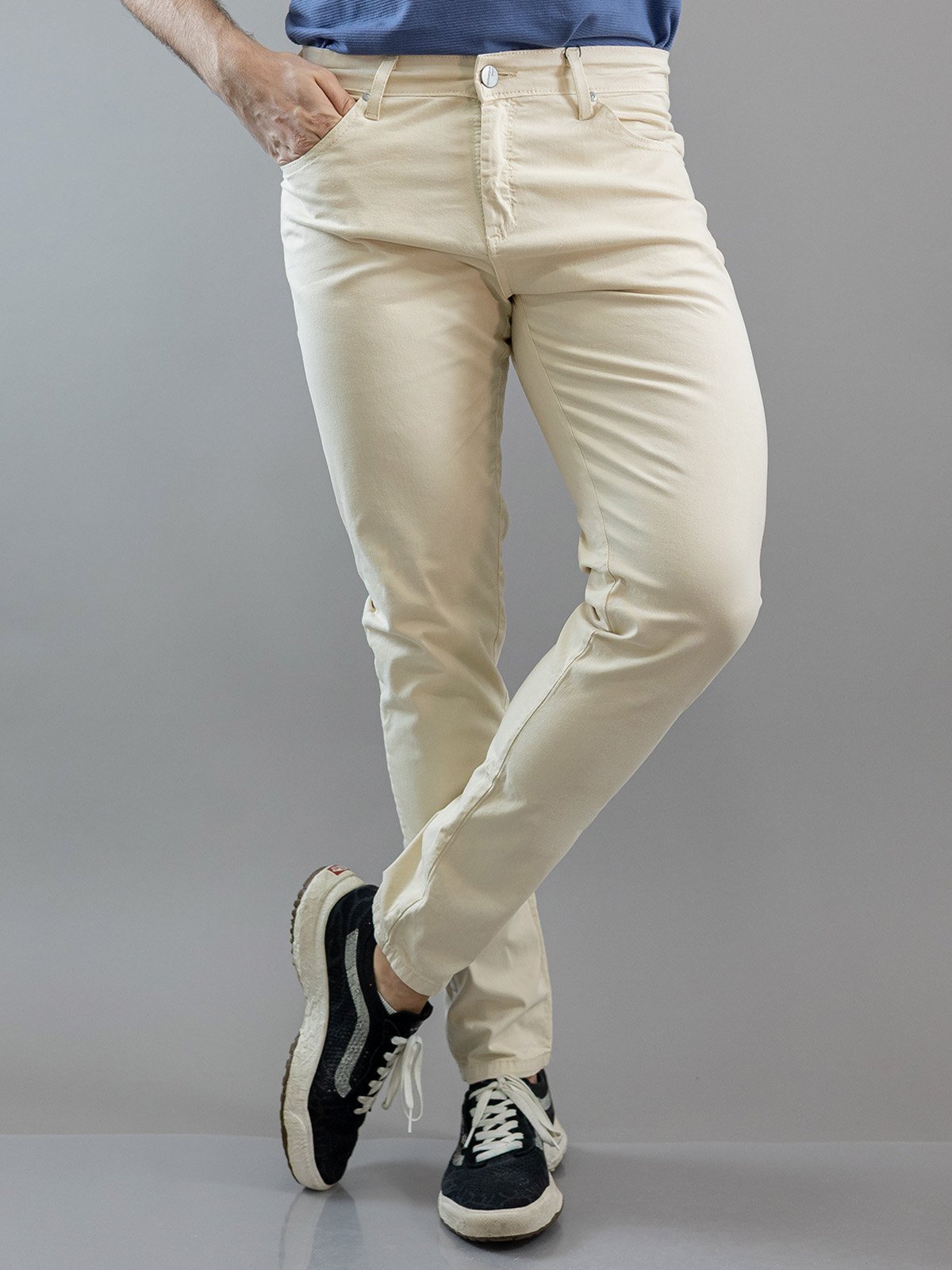 Calça Skinny Masculina Sarja Cores Neutras Anticorpus