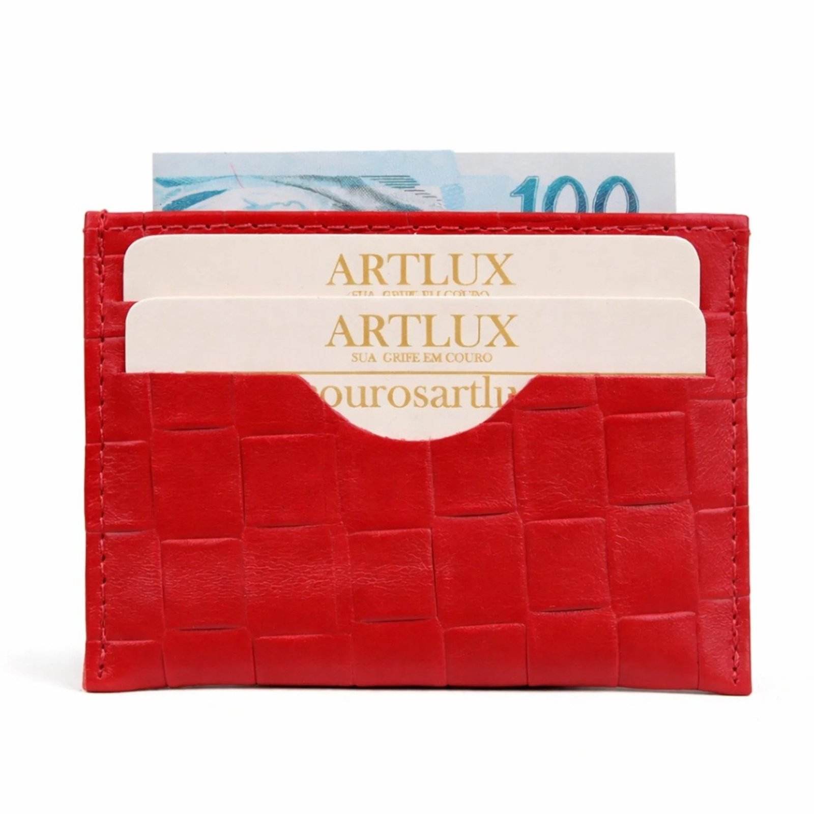 Porta Cartão Slim em Couro Croco Artlux 3010 Vermelho
