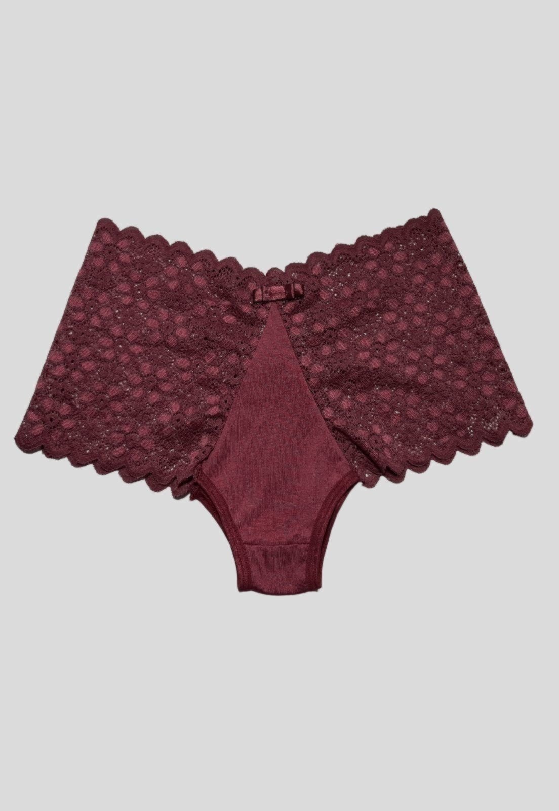 Calcinha Plus Size Com Renda Atraente Cintura Alta WLS Modas Vinho
