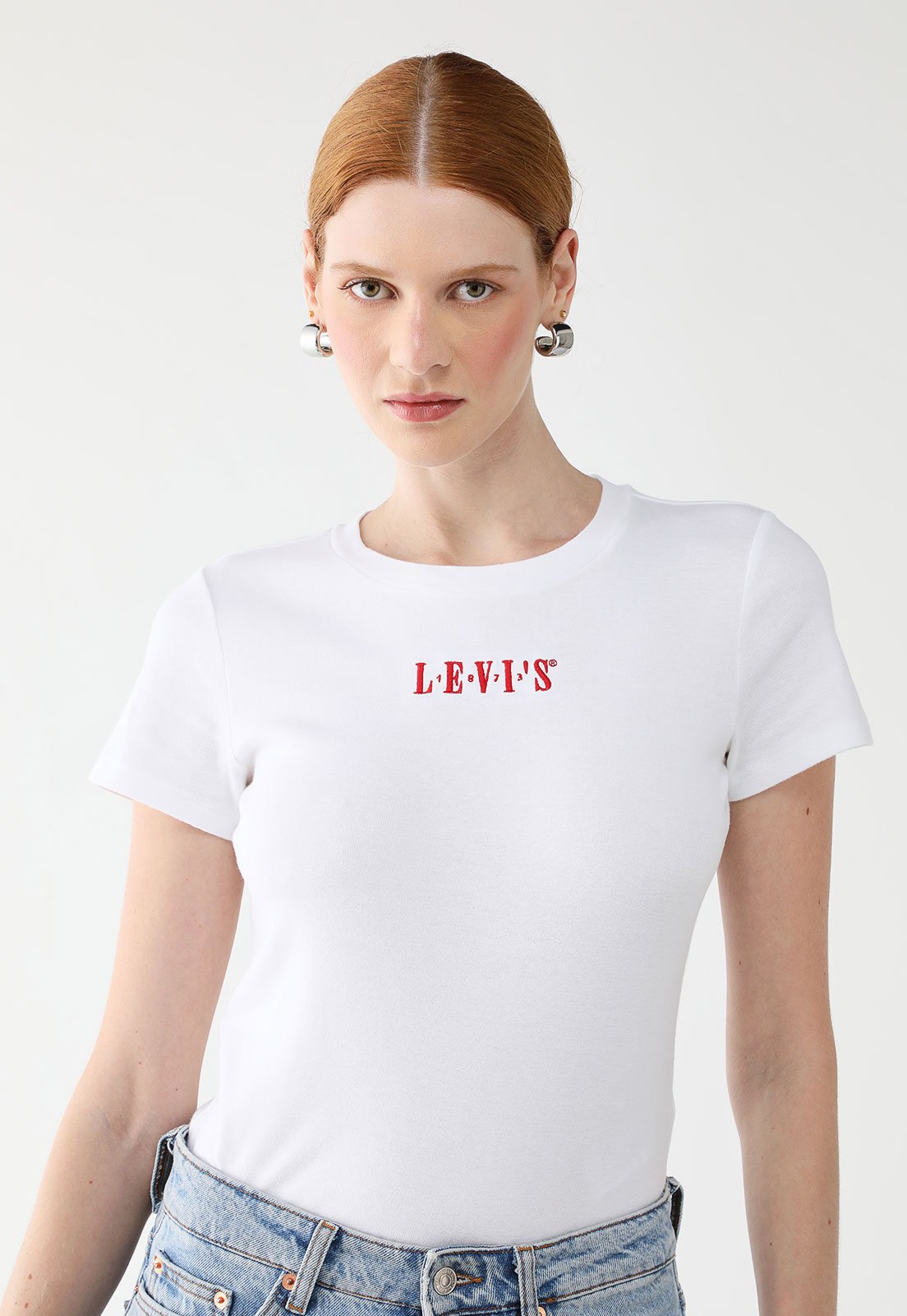 Camiseta Levis Slim Logo Branca