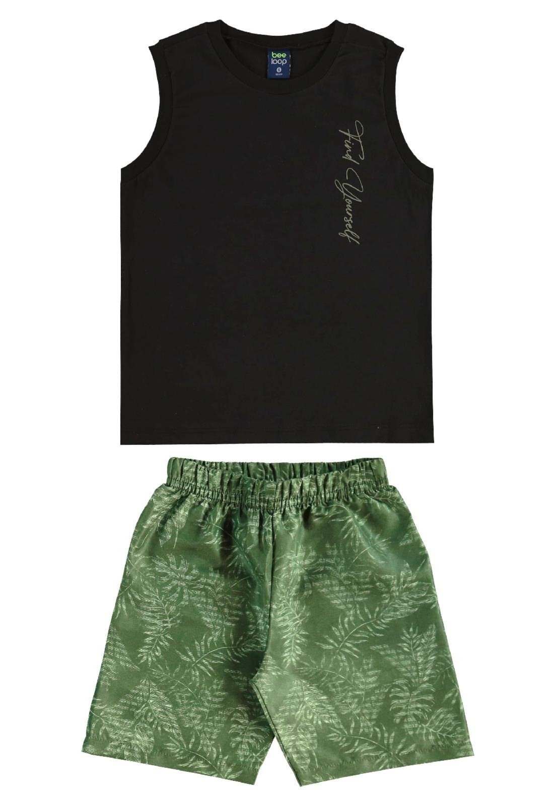 Infantil - Conjunto Regata Bermuda Tropical Bee Loop Preto