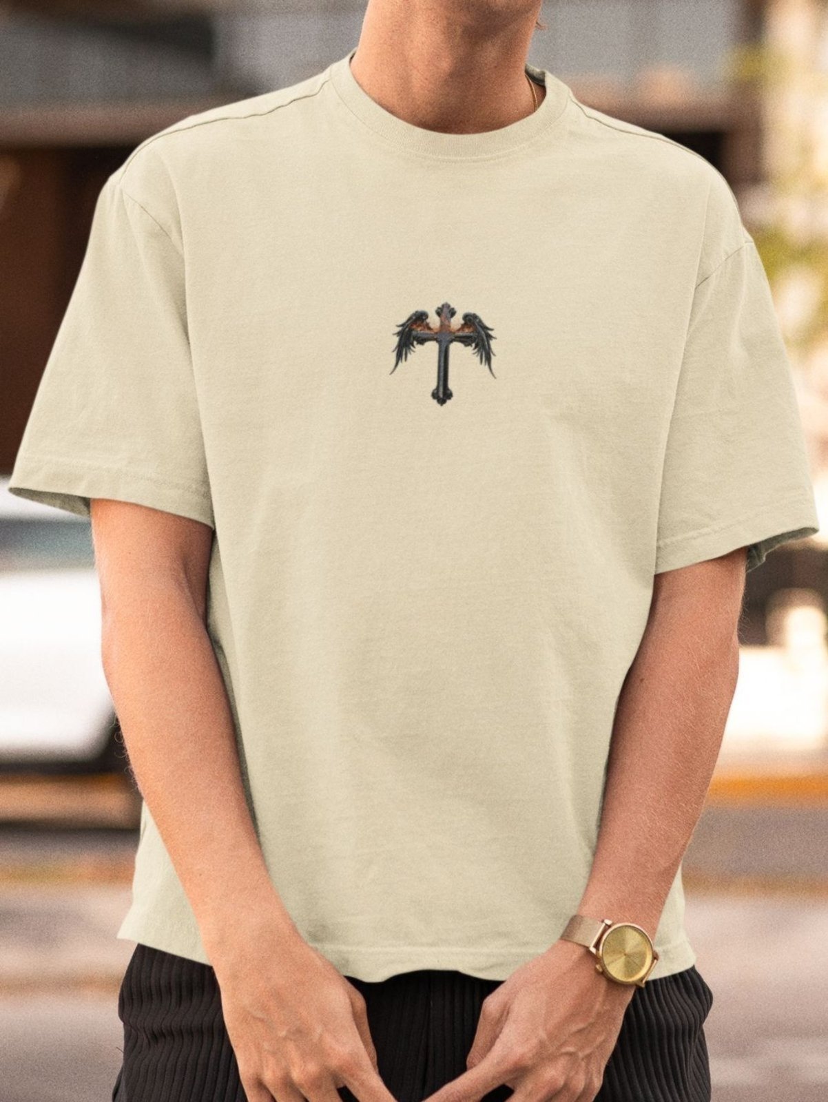 Vista 3 Camiseta Masculina GuGi Escultura Anjo Wings Off White off-white white Gugi off-white white