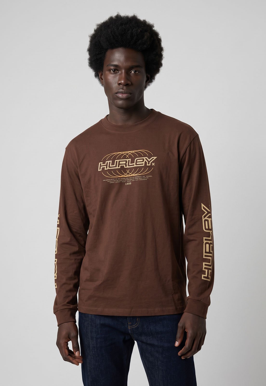 Camiseta Manga Longa Hurley Nine Nine Marrom