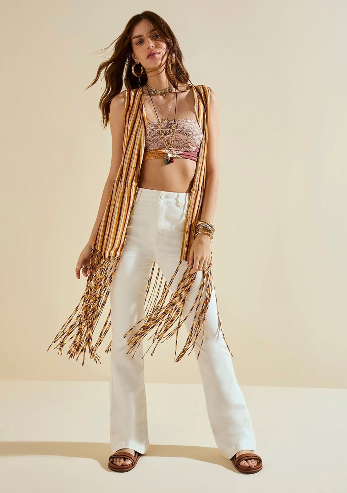 Calça Morena Rosa Boot Cut Alta Off Off-white