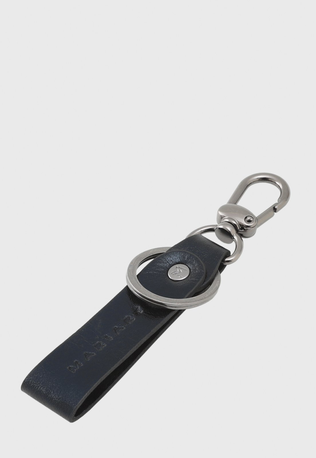 Chaveiro Couro Mariart Preto Metalizado