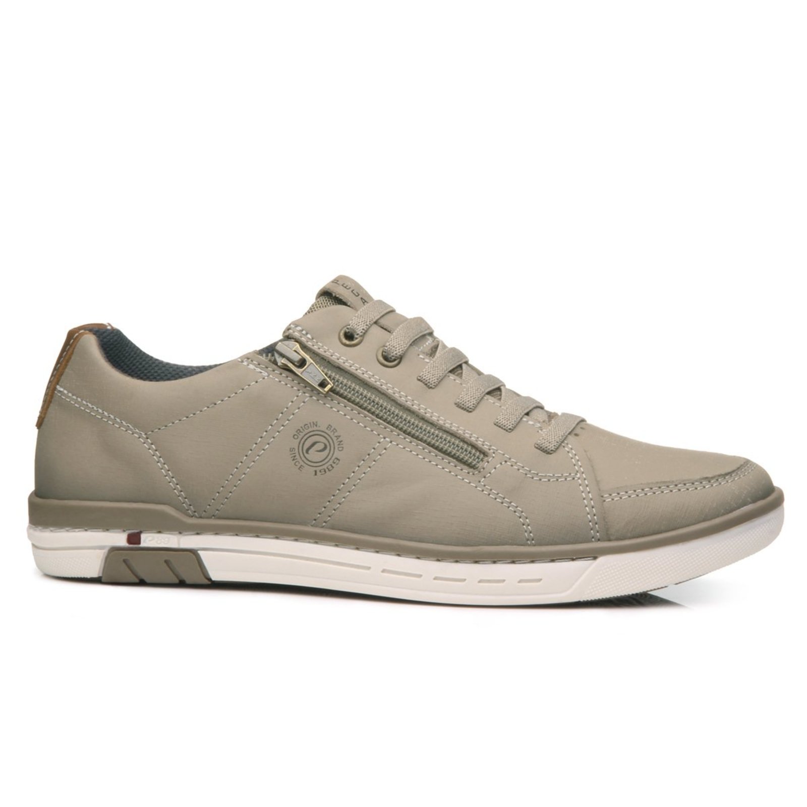 Sapatênis Pegada Masculino Couro Zíper Lateral 119313 Areia