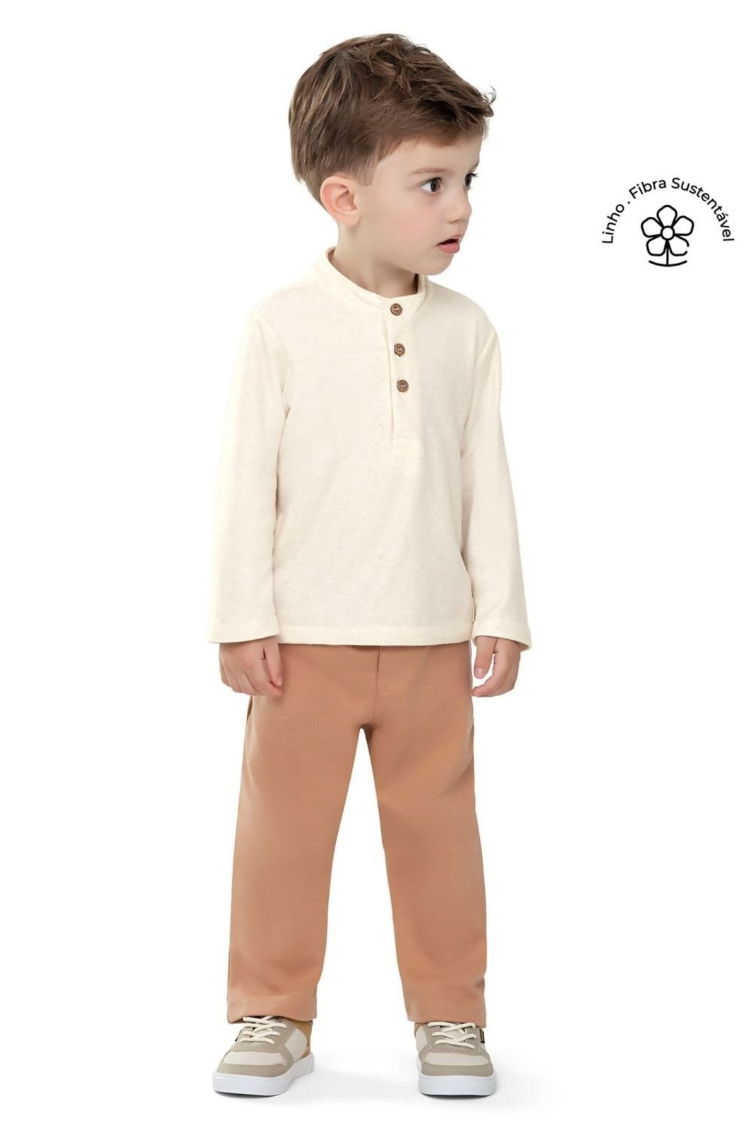 Infantil - Conjunto Menino Malha Linho Colorittá Bege