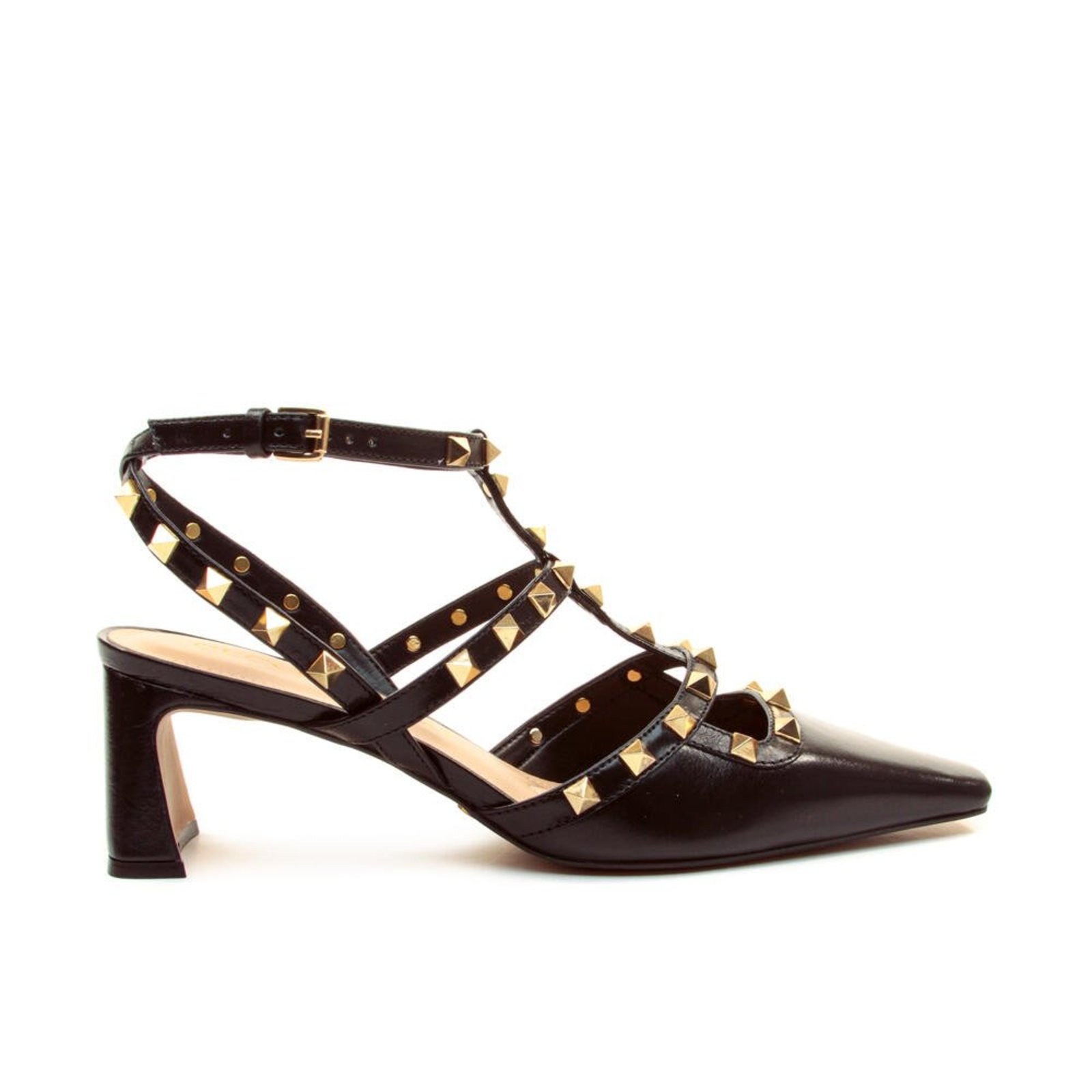 Slingback Couro Preto Salto Baixo Cecconello 3027001-4