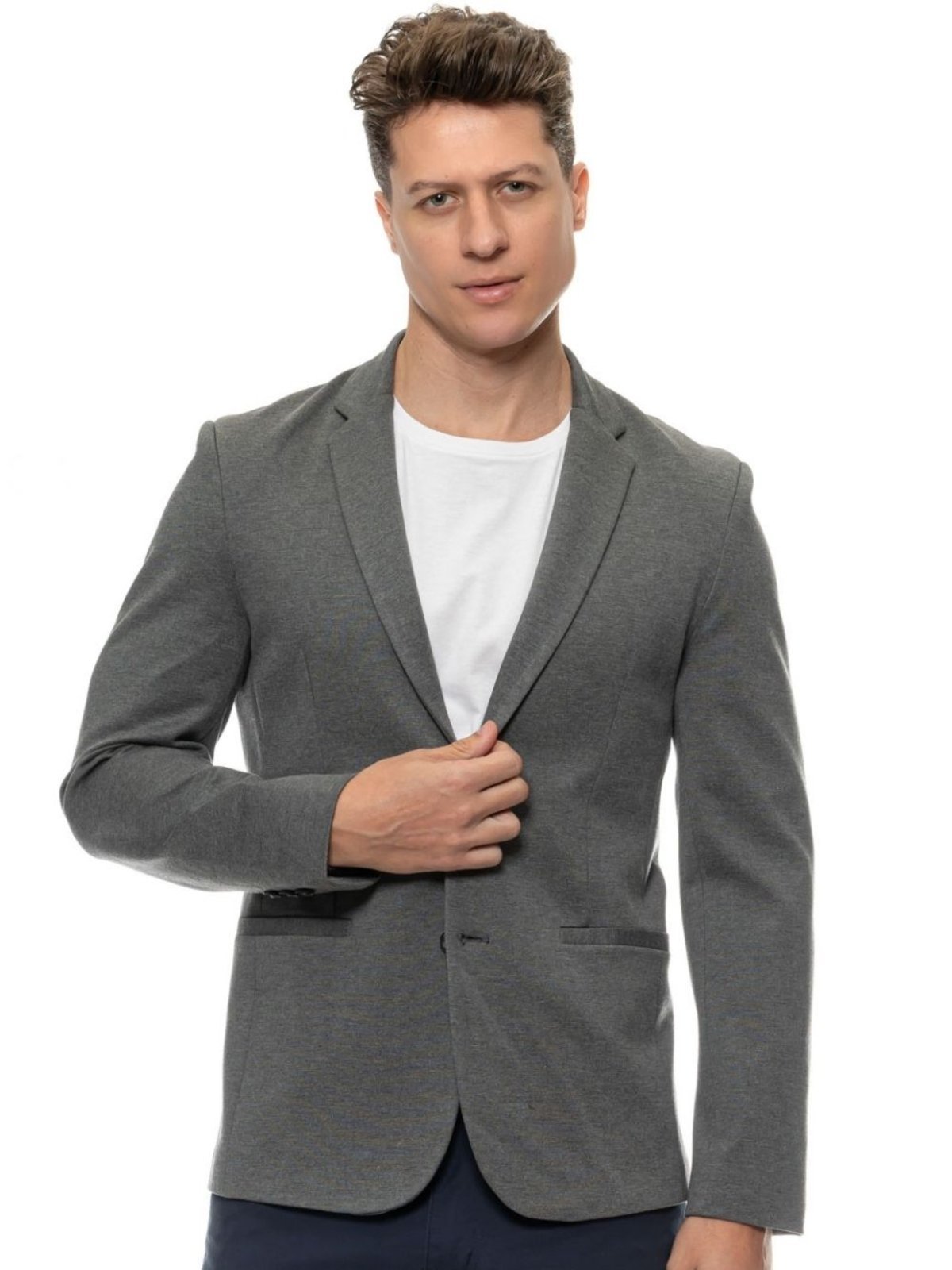 Vista 2 Blazer Masculino Slim Tecnológico com Elastano Antiodor Crocker cinza Crocker cinza