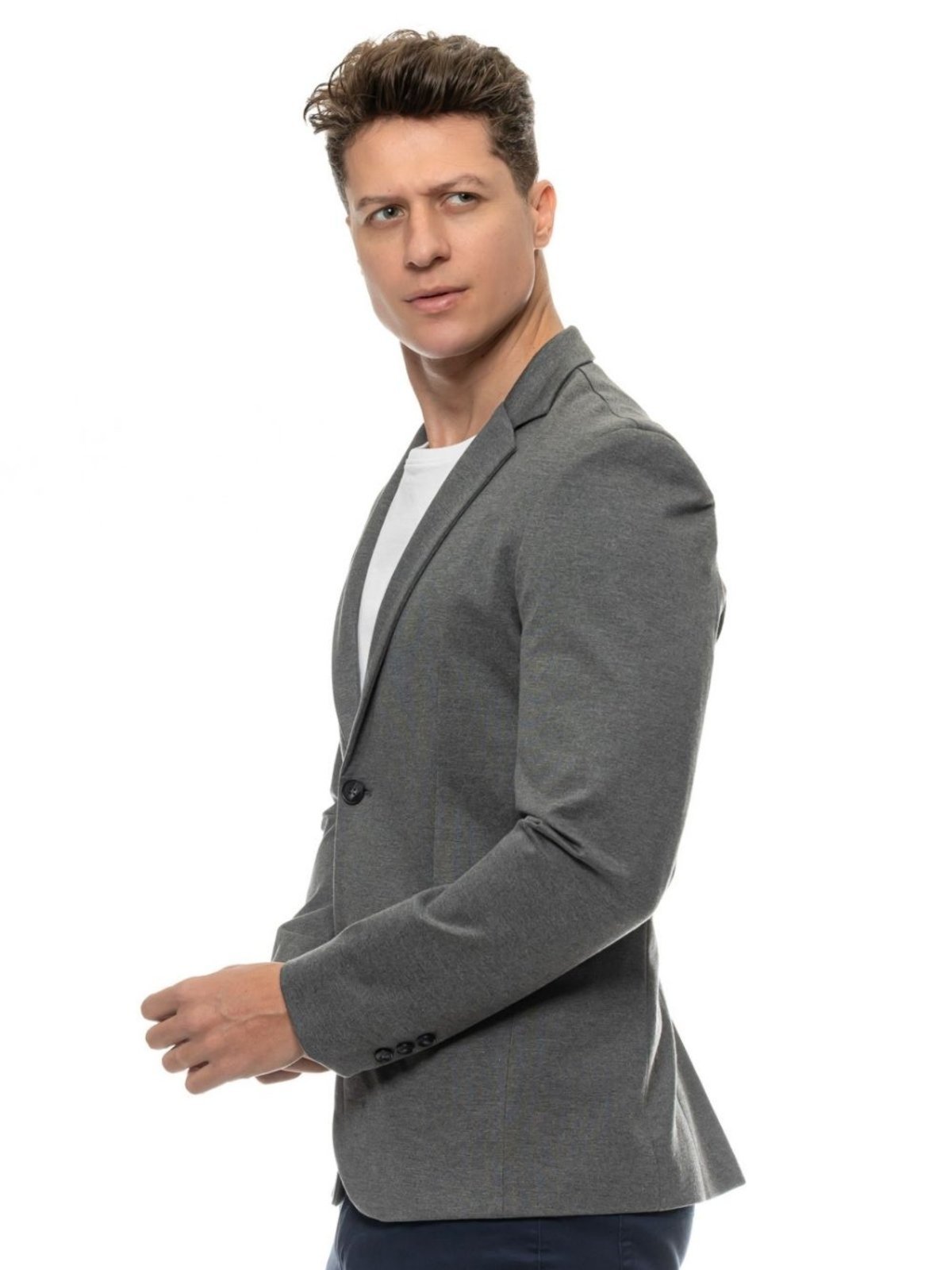 Vista 3 Blazer Masculino Slim Tecnológico com Elastano Antiodor Crocker cinza Crocker cinza