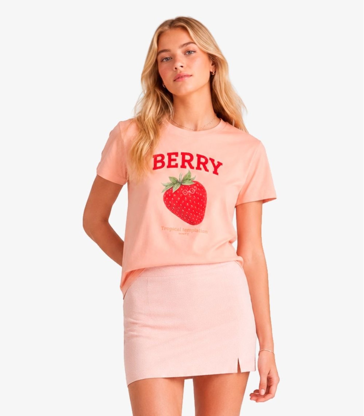 Infantil - T shirt Feminina Manga Curta Com Estampa Minty Rosa