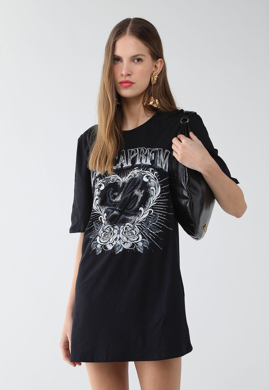 Vestido Feminino Lança Perfume T-Dress Estampado Preto